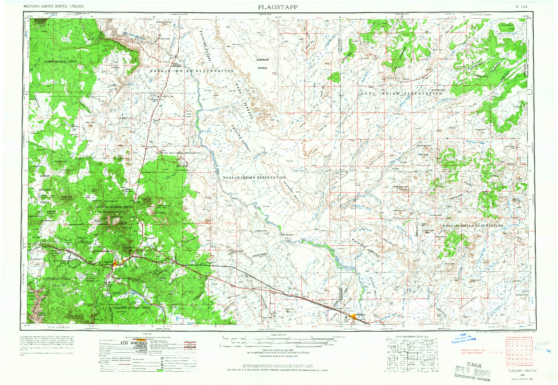 USGS 1:250000-SCALE QUADRANGLE FOR FLAGSTAFF, AZ 1954