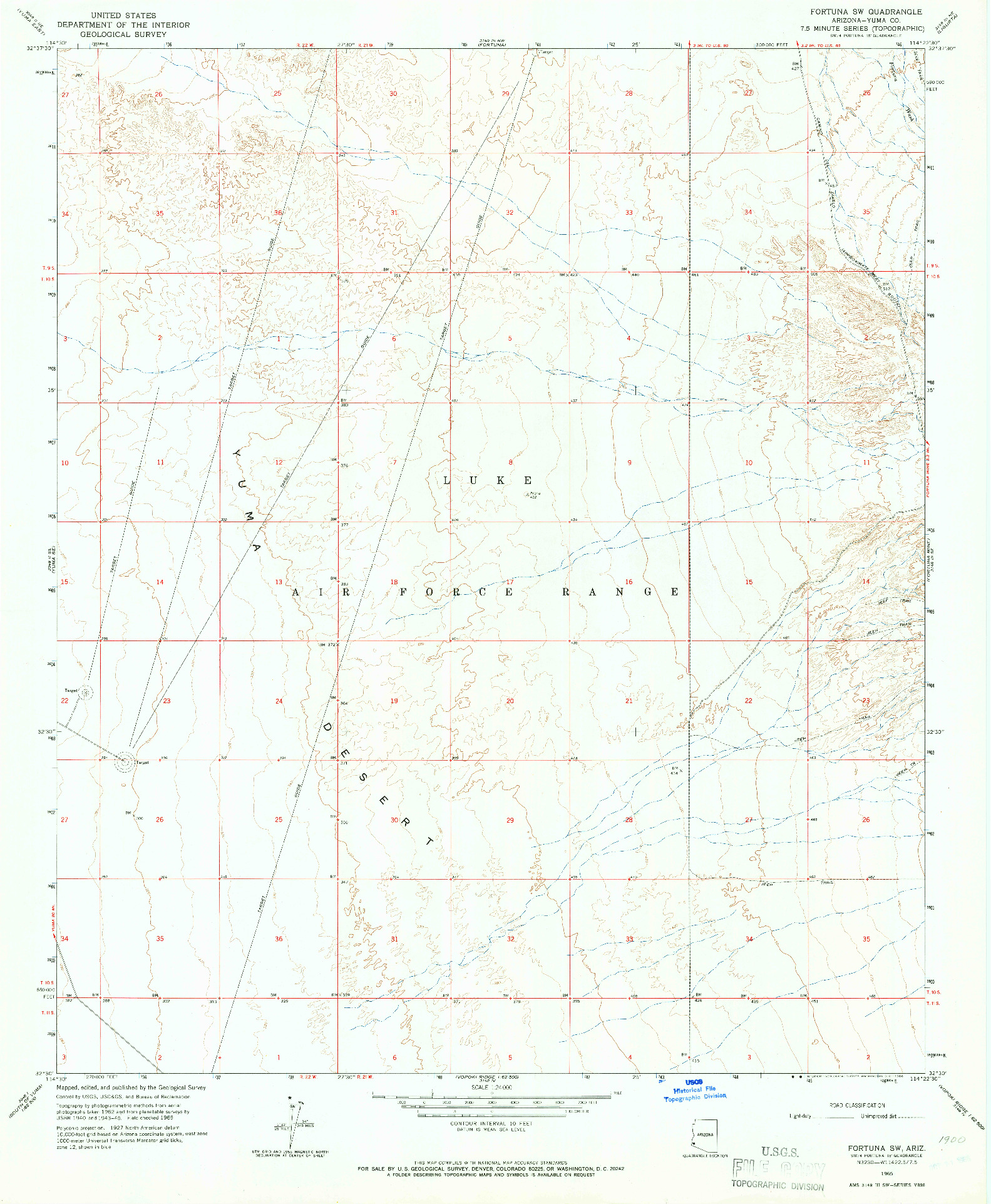 USGS 1:24000-SCALE QUADRANGLE FOR FORTUNA SW, AZ 1965