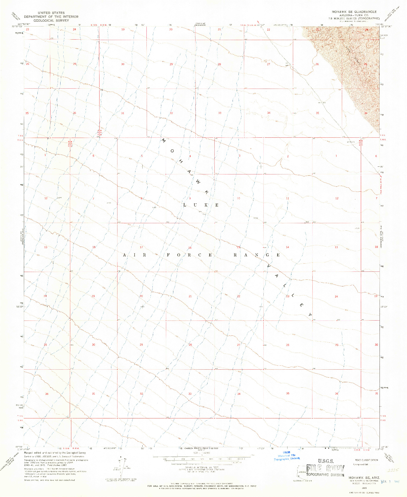 USGS 1:24000-SCALE QUADRANGLE FOR MOHAWK SE, AZ 1965