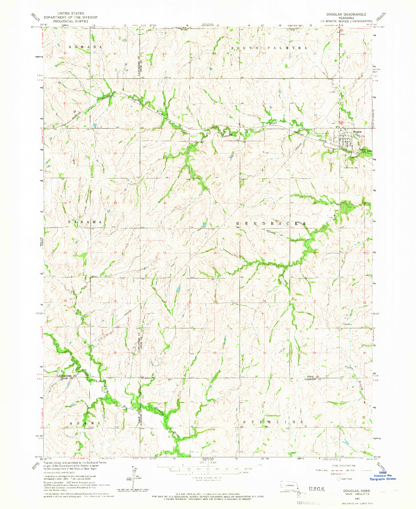 USGS 1:24000-SCALE QUADRANGLE FOR DOUGLAS, NE 1965