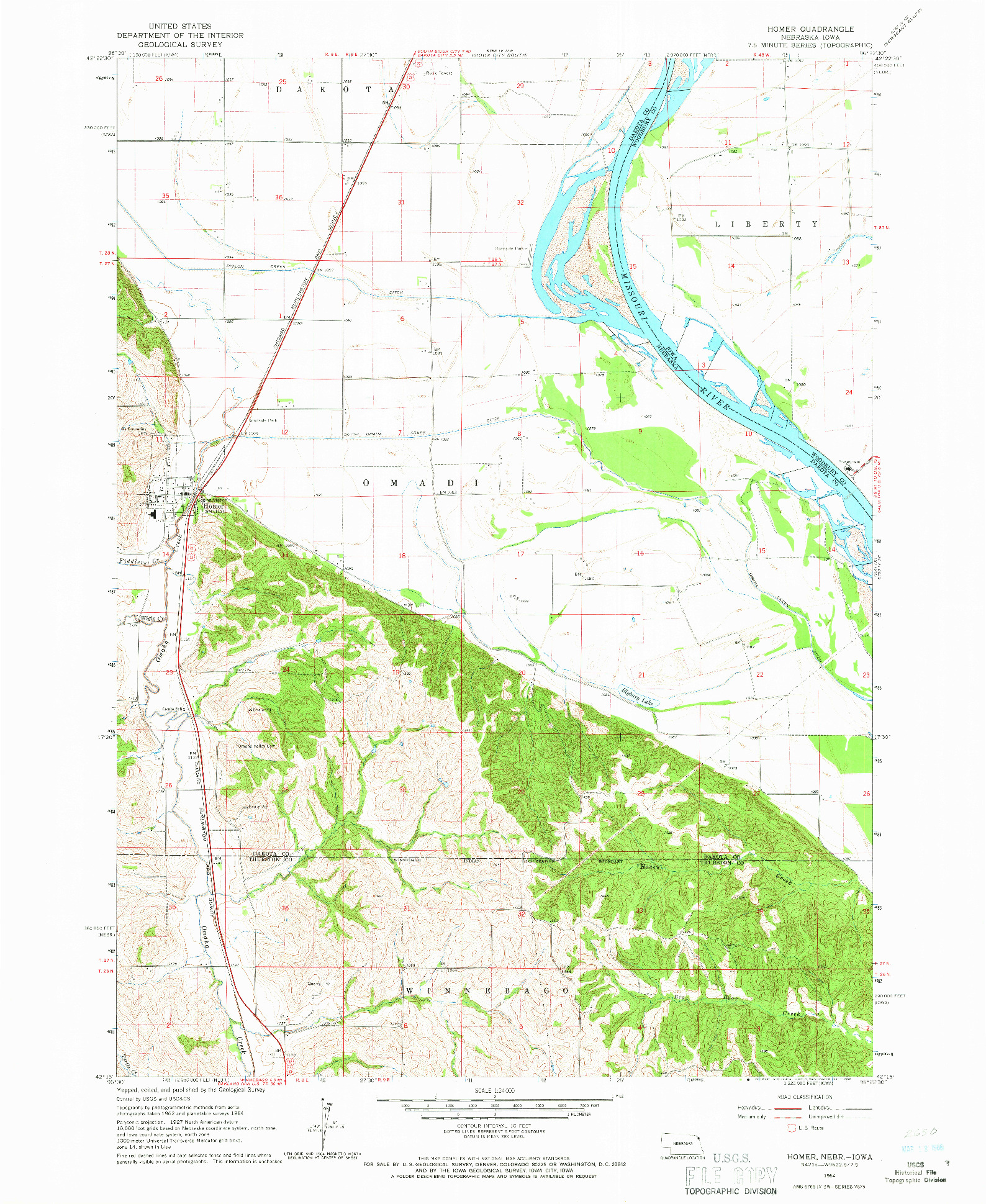 USGS 1:24000-SCALE QUADRANGLE FOR HOMER, NE 1964