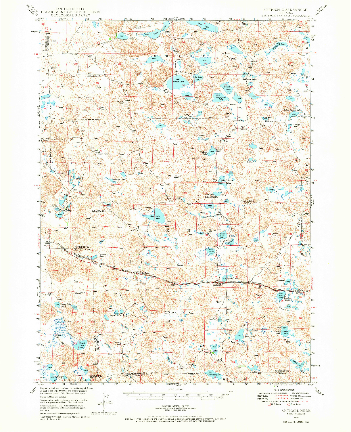 USGS 1:62500-SCALE QUADRANGLE FOR ANTIOCH, NE 1948