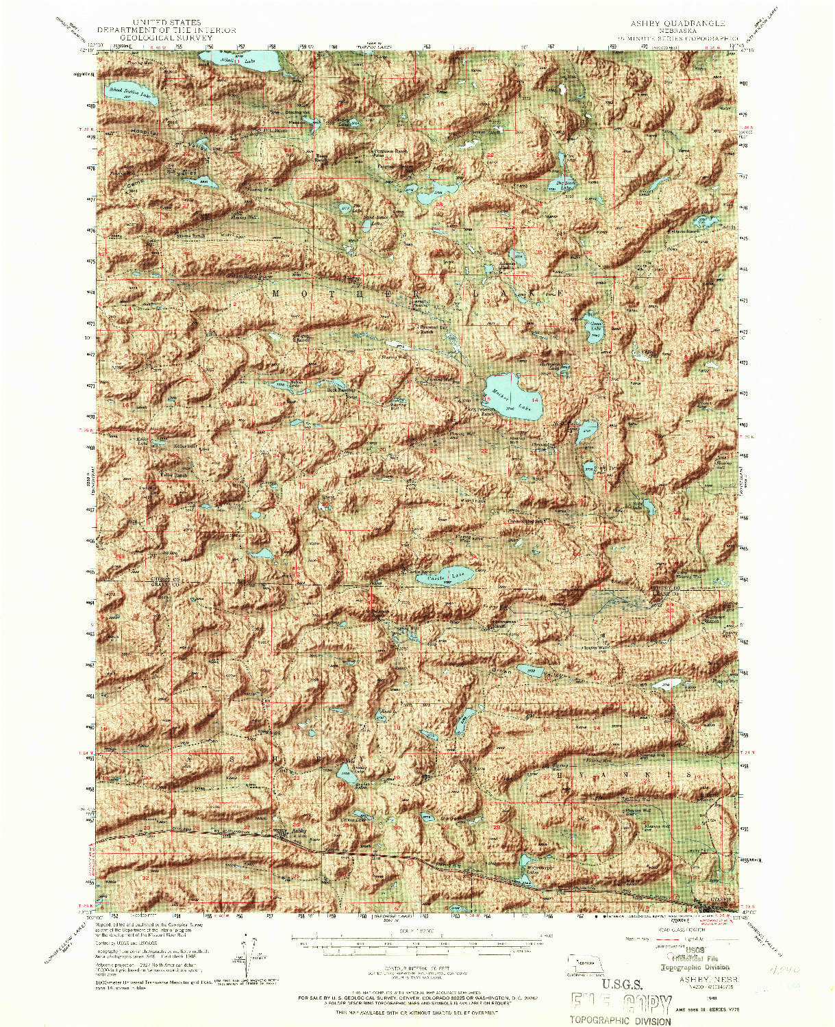 USGS 1:62500-SCALE QUADRANGLE FOR ASHBY, NE 1948