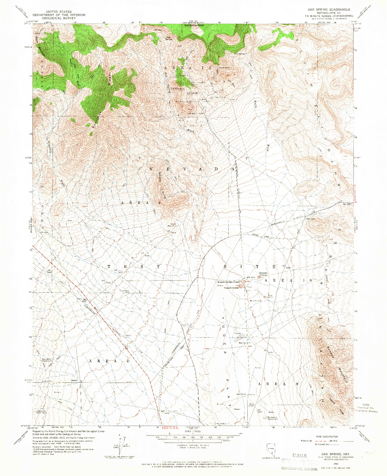 USGS 1:24000-SCALE QUADRANGLE FOR OAK SPRING, NV 1960