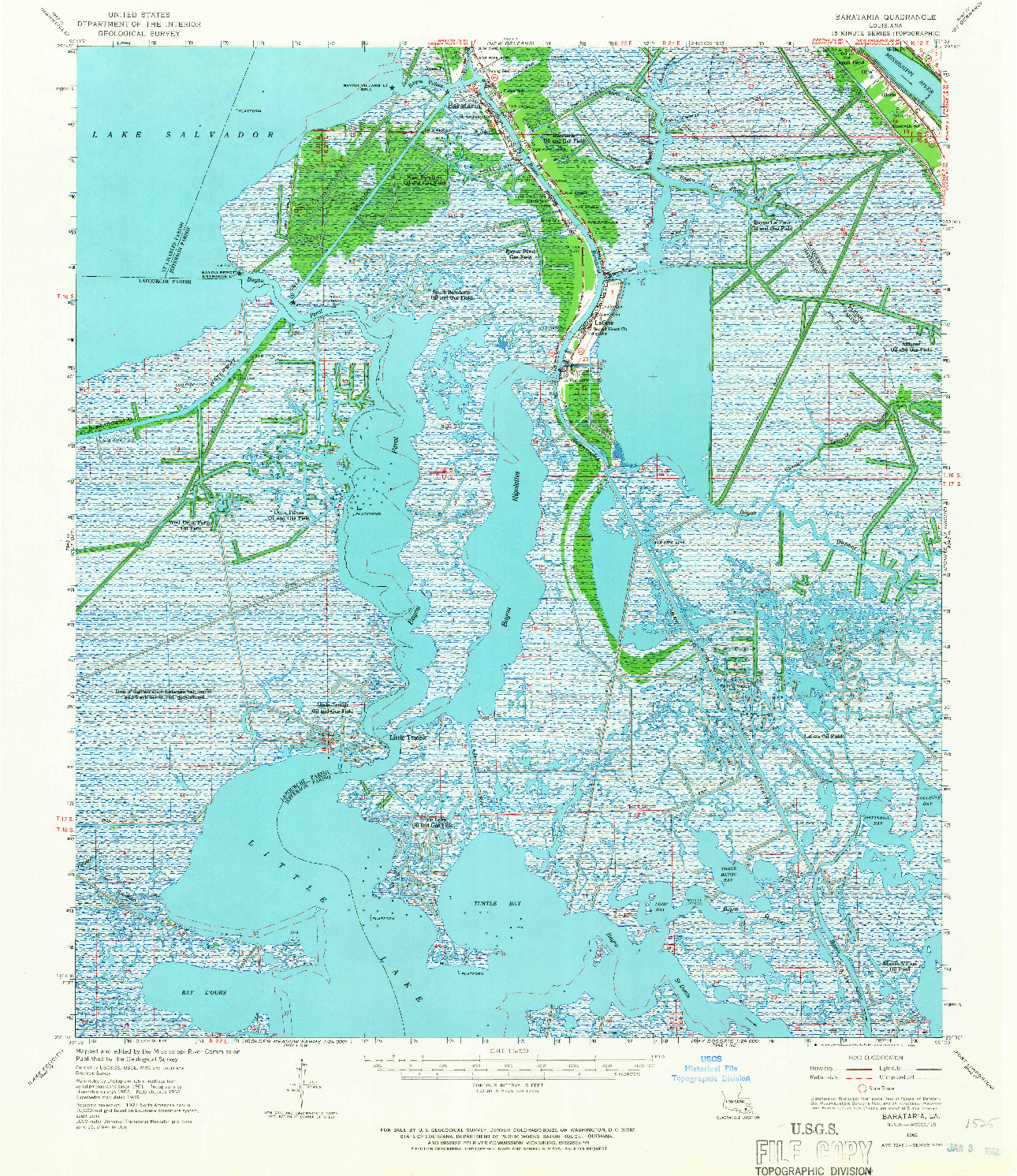 USGS 1:62500-SCALE QUADRANGLE FOR BARATARIA, LA 1962