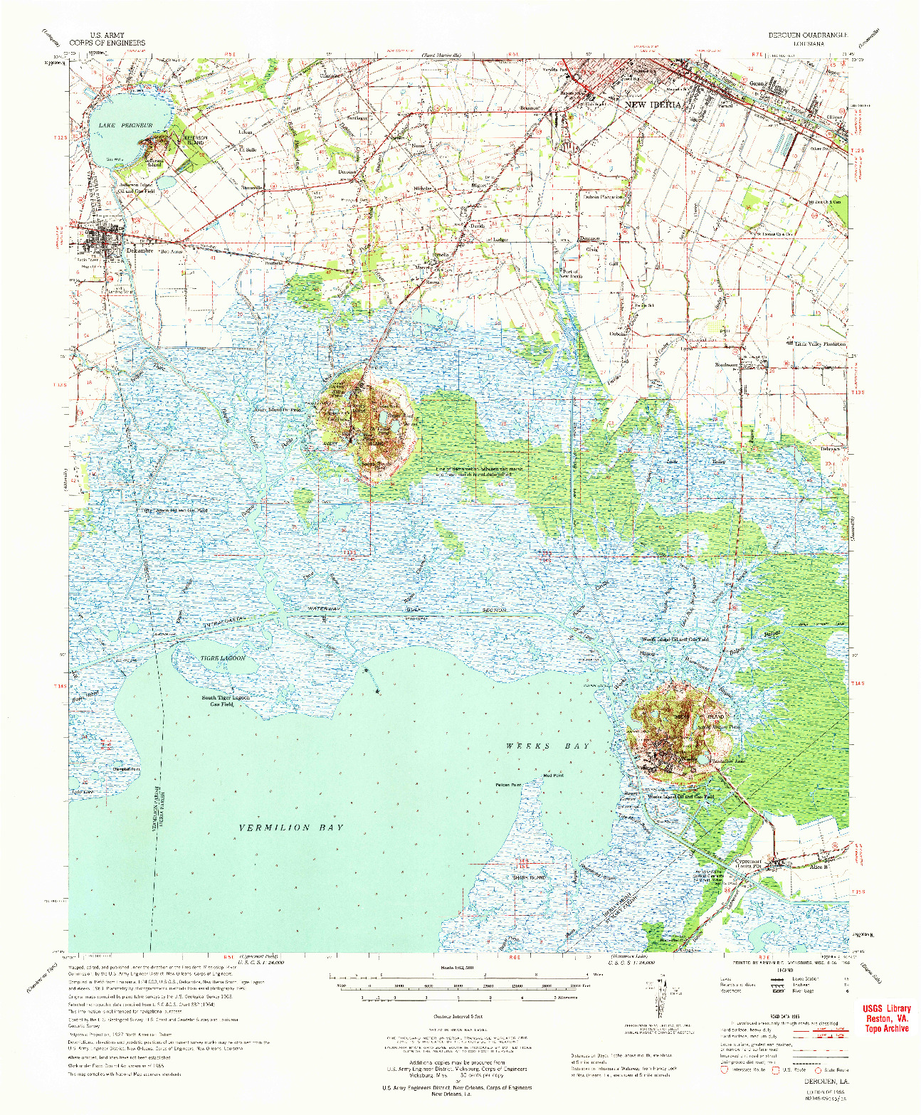USGS 1:62500-SCALE QUADRANGLE FOR DEROUEN, LA 1966