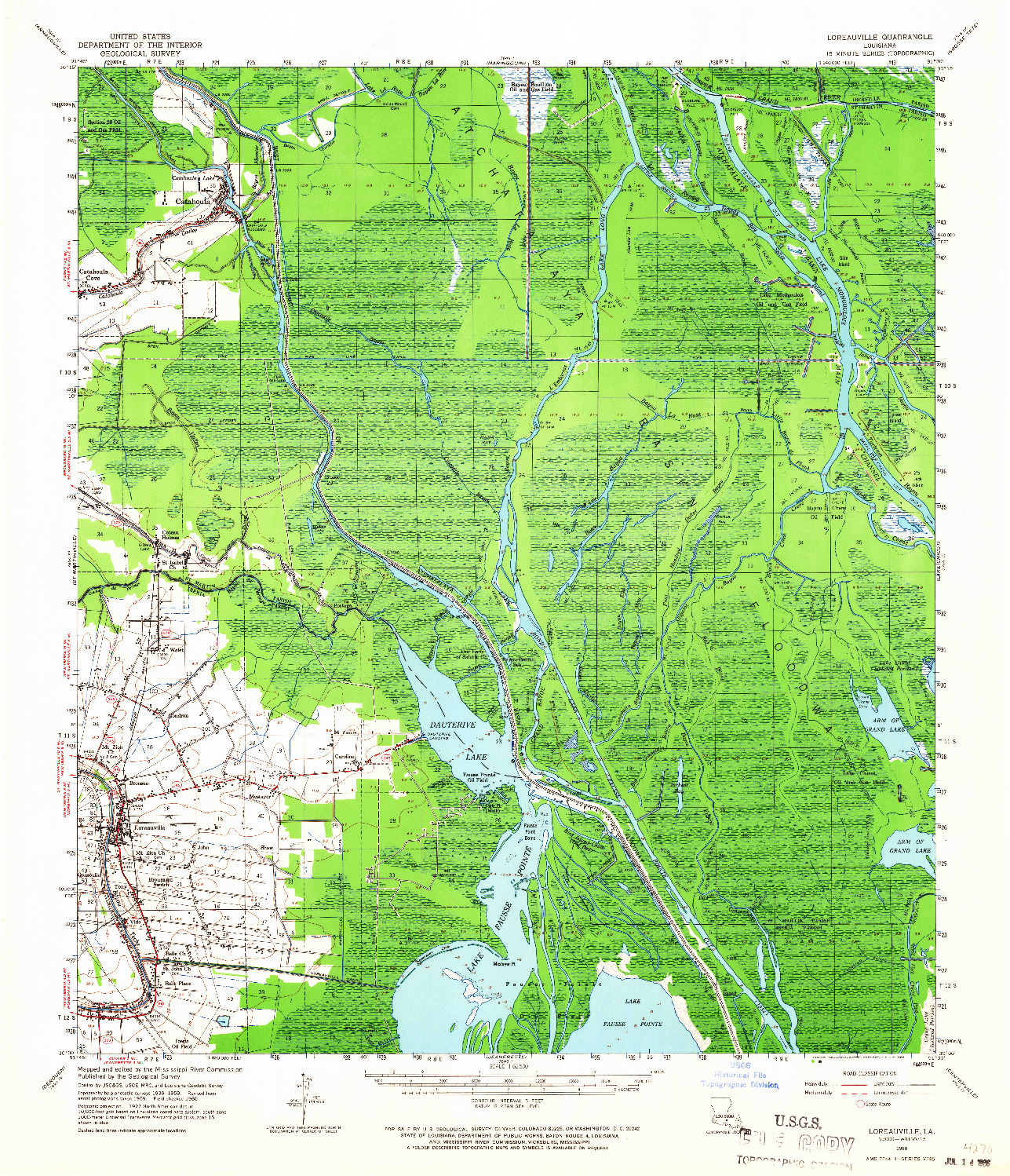 USGS 1:62500-SCALE QUADRANGLE FOR LOREAUVILLE, LA 1960