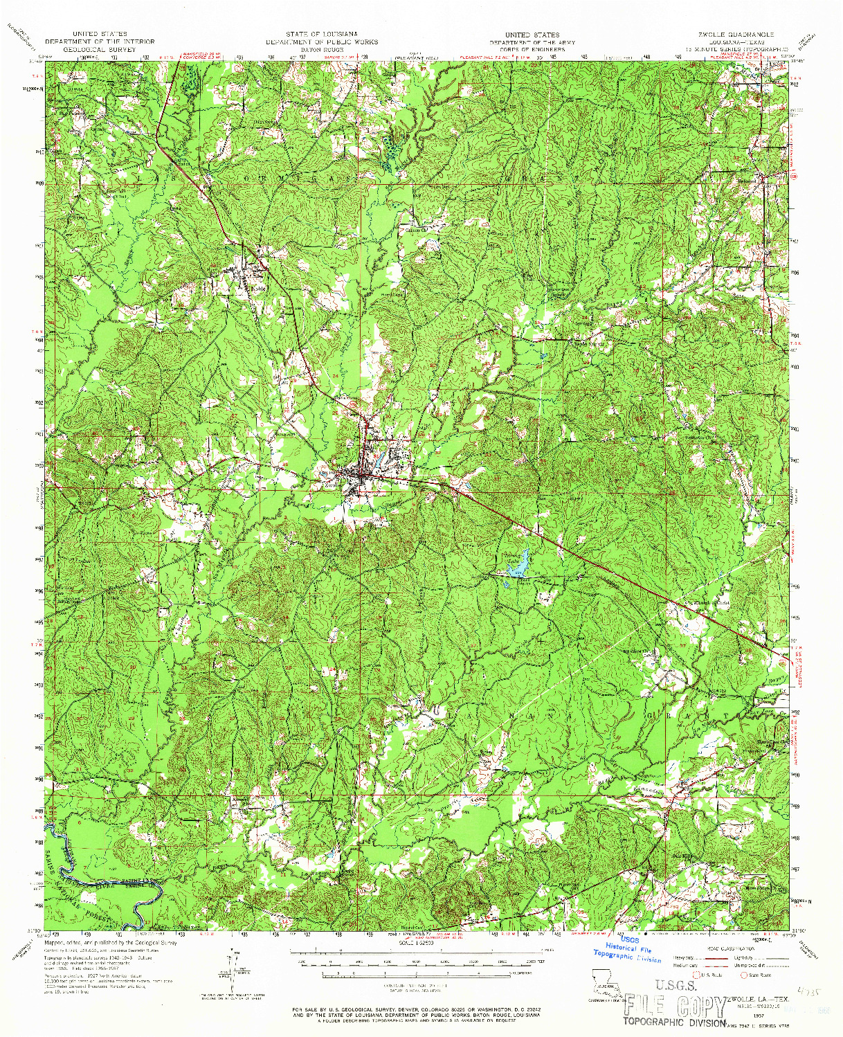 USGS 1:62500-SCALE QUADRANGLE FOR ZWOLLE, LA 1957