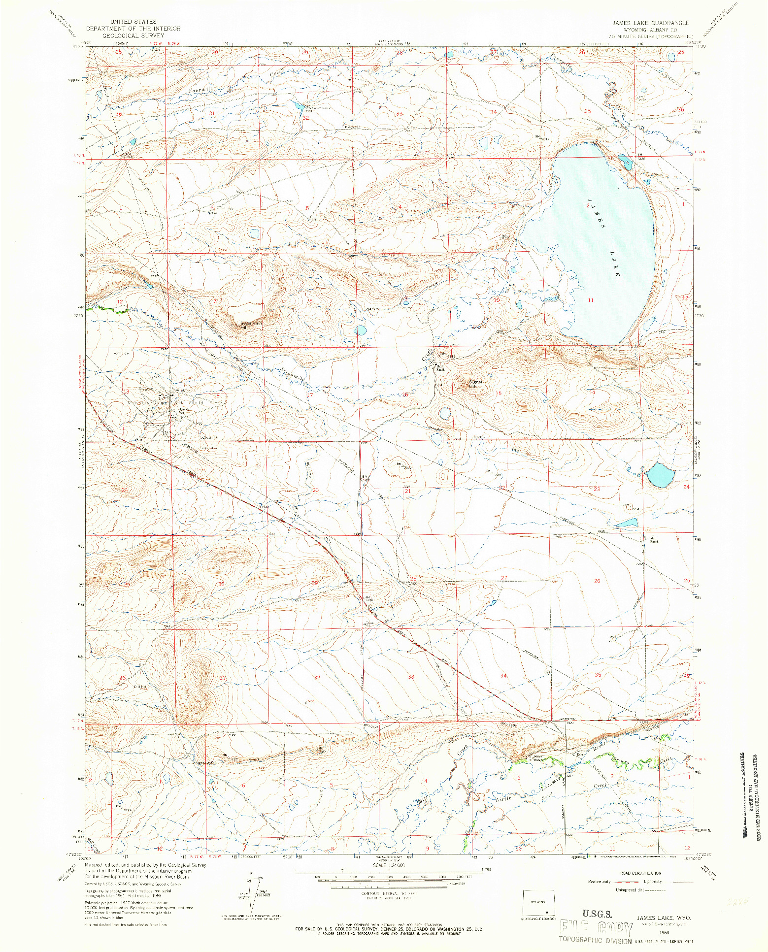 USGS 1:24000-SCALE QUADRANGLE FOR JAMES LAKE, WY 1963