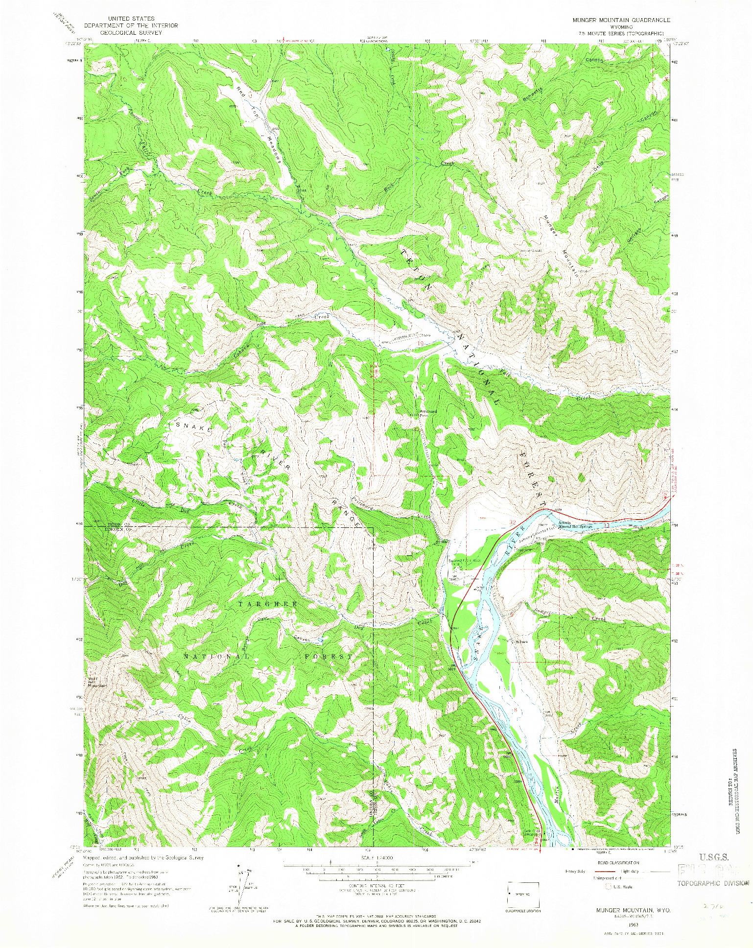 USGS 1:24000-SCALE QUADRANGLE FOR MUNGER MOUNTAIN, WY 1963