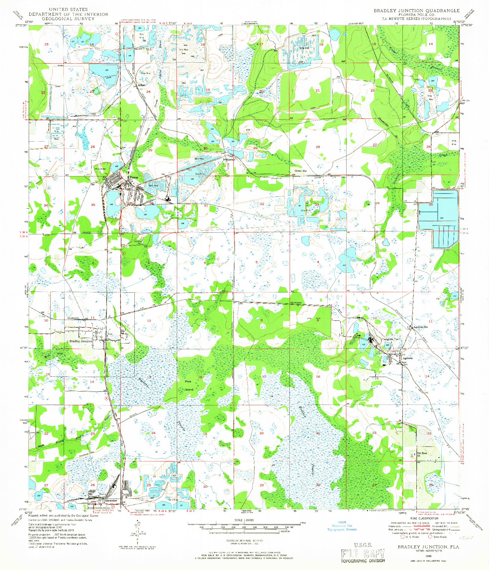 USGS 1:24000-SCALE QUADRANGLE FOR BRADLEY JUNCTION, FL 1949