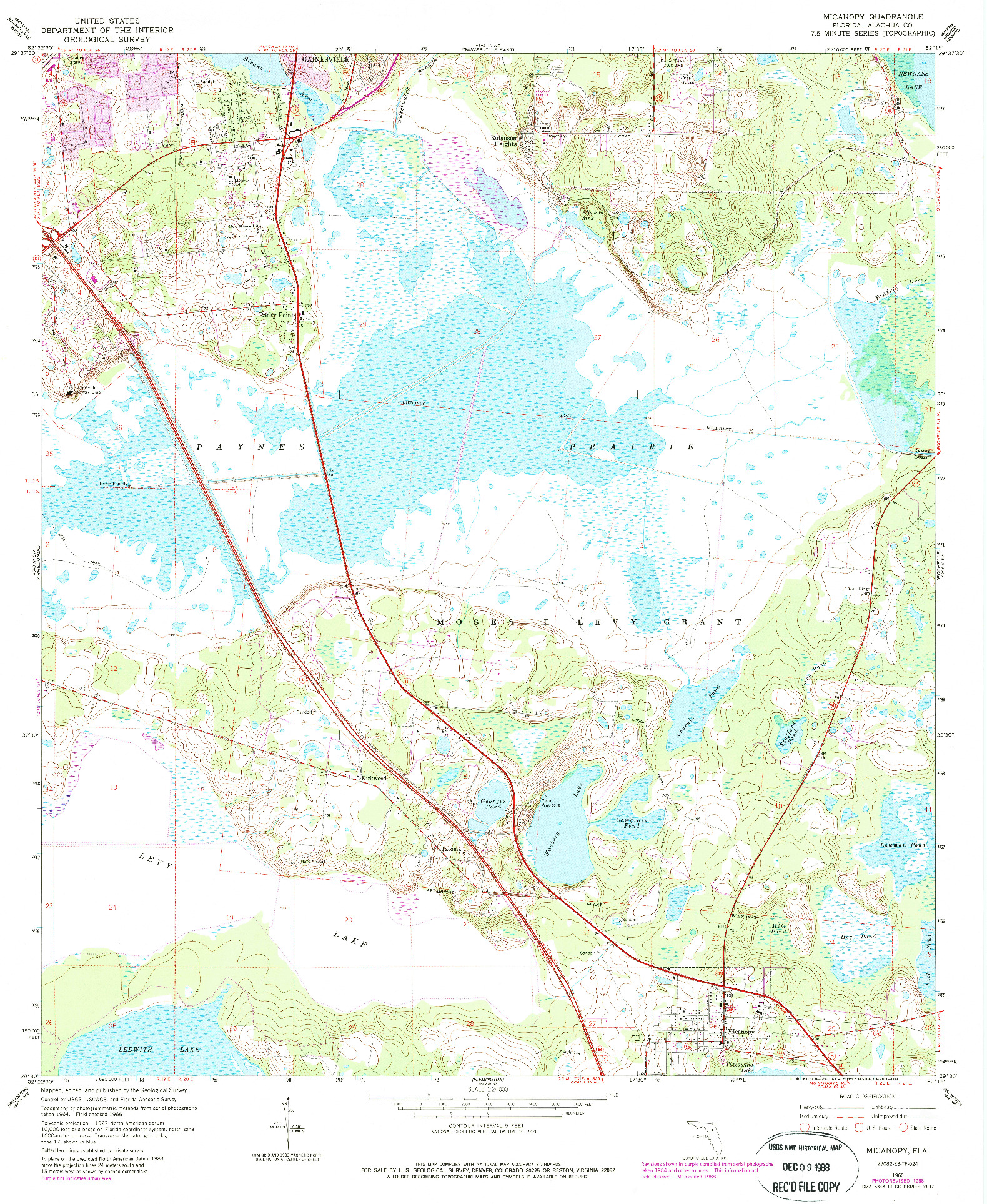 USGS 1:24000-SCALE QUADRANGLE FOR MICANOPY, FL 1966