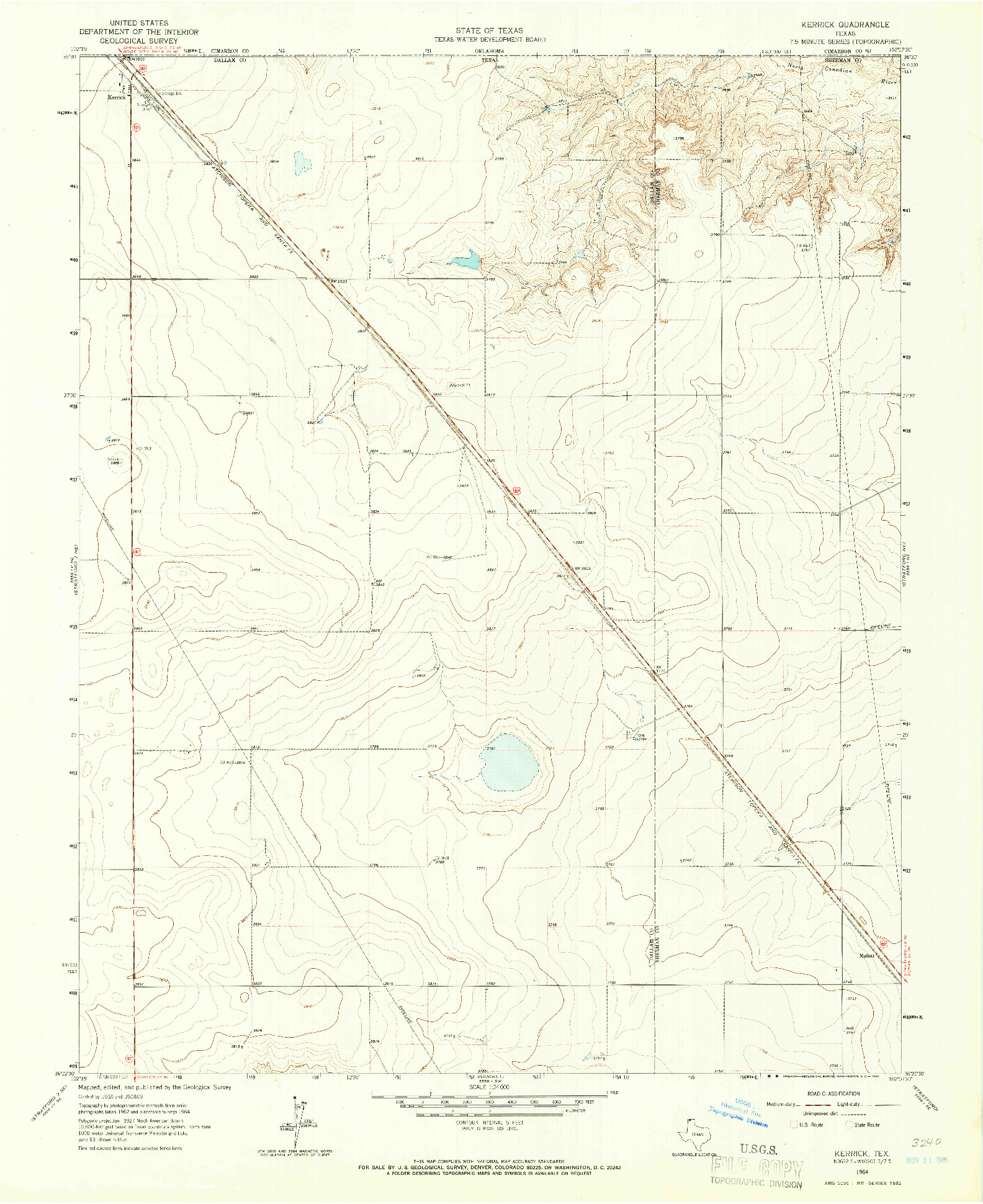 USGS 1:24000-SCALE QUADRANGLE FOR KERRICK, TX 1964