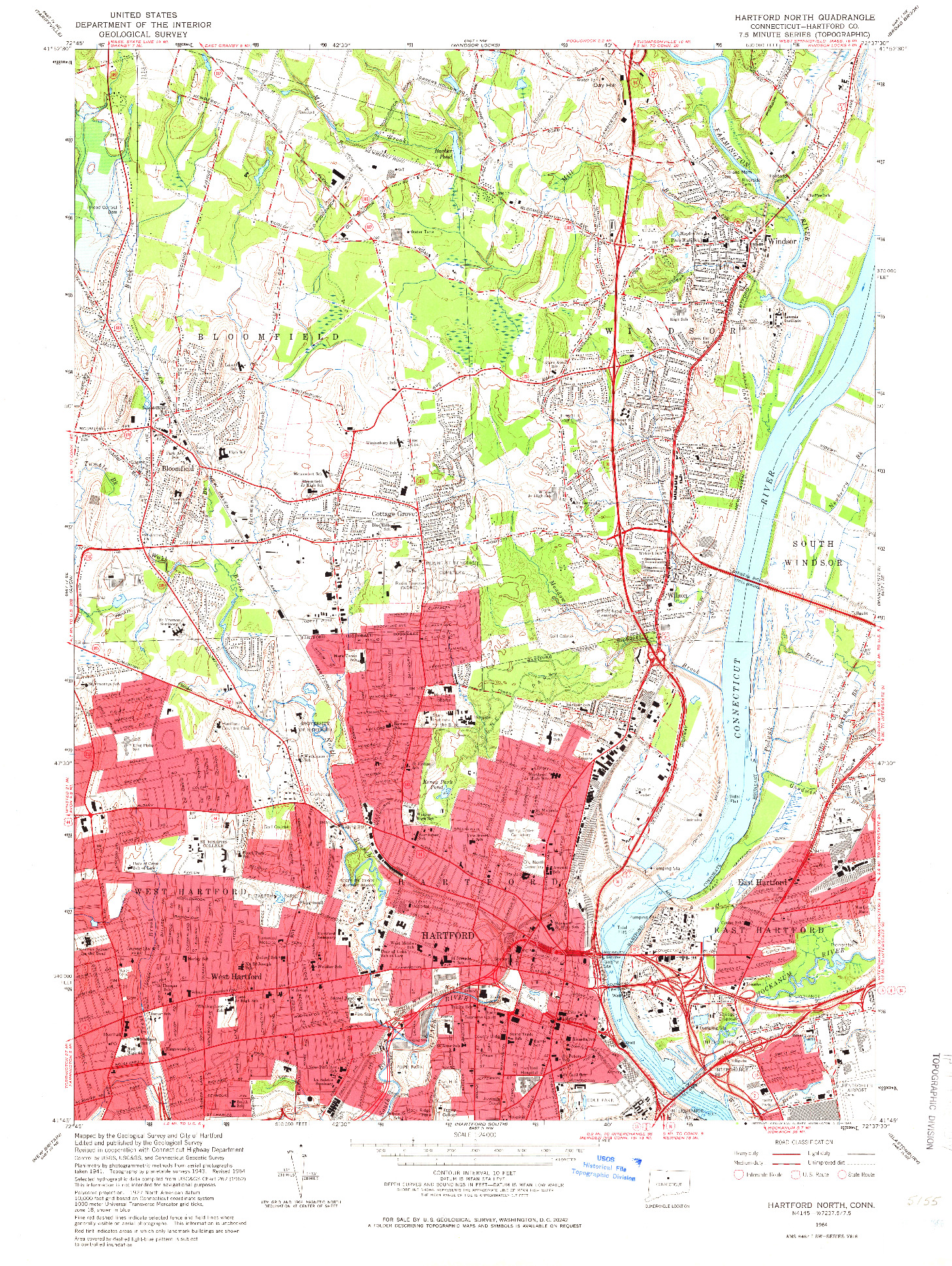 USGS 1:24000-SCALE QUADRANGLE FOR HARTFORD NORTH, CT 1964