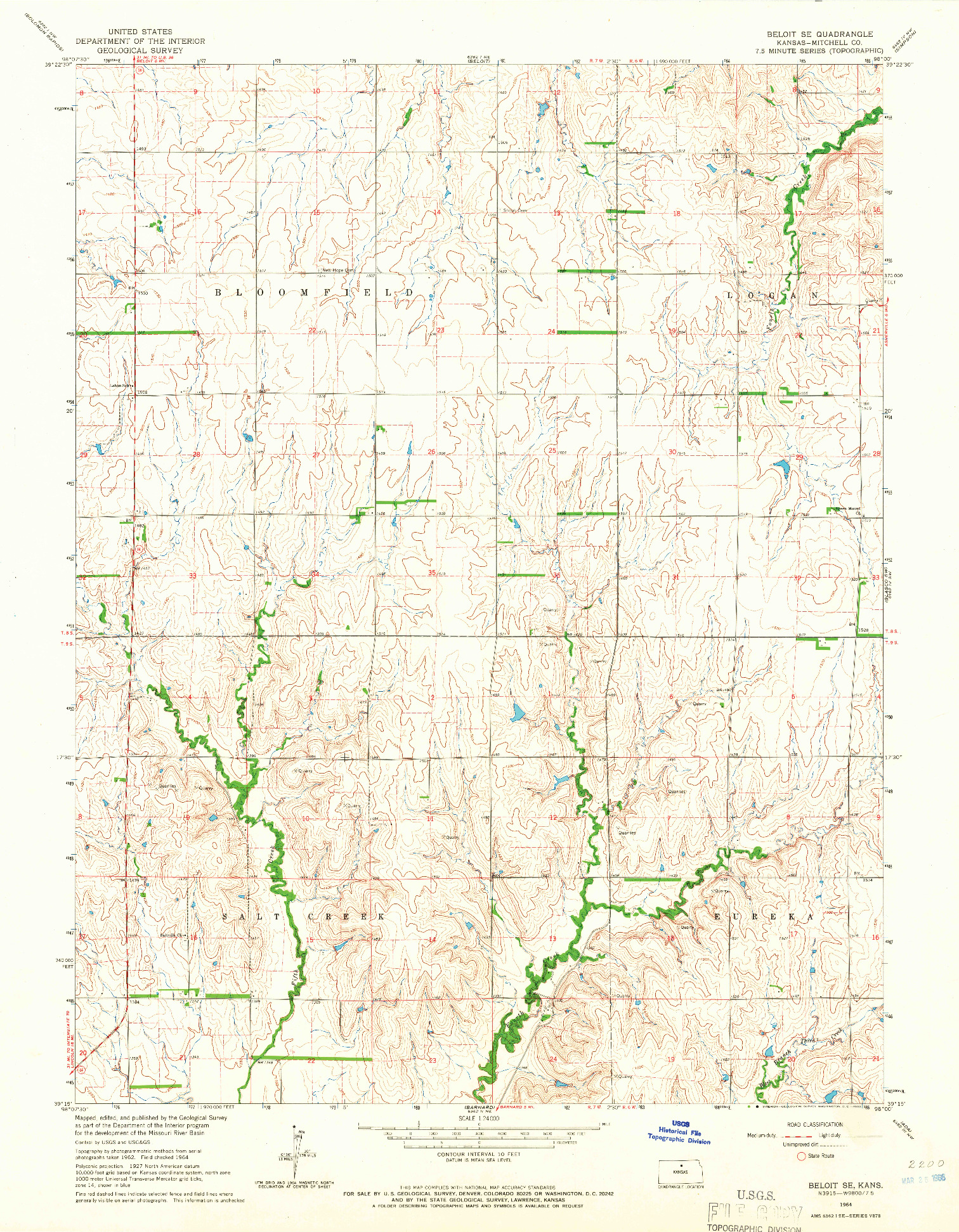 USGS 1:24000-SCALE QUADRANGLE FOR BELOIT SE, KS 1964