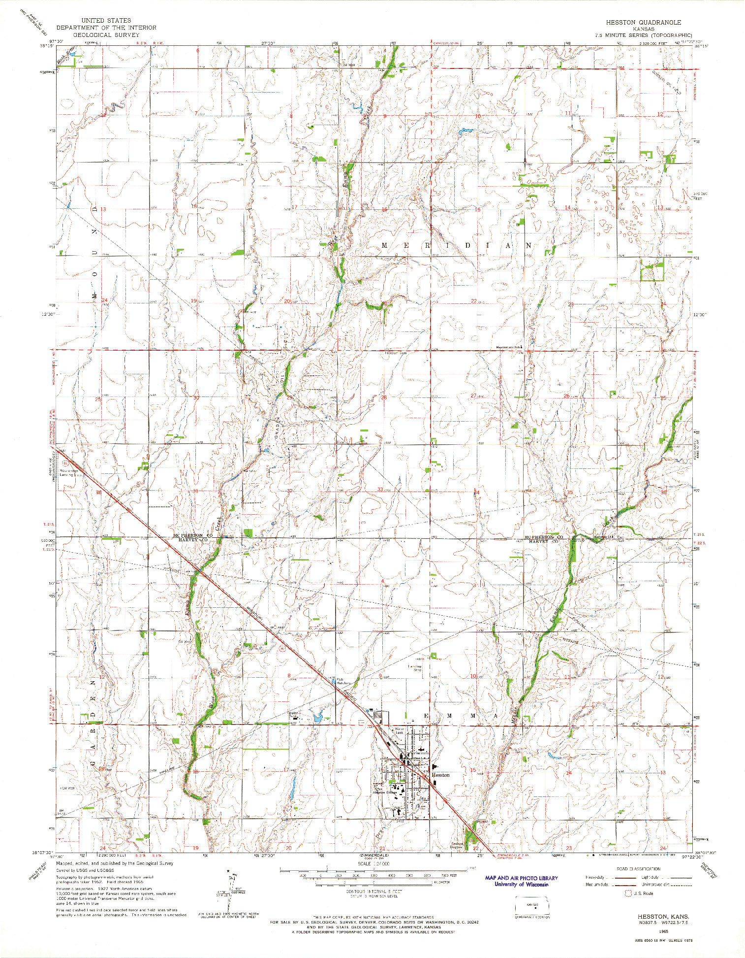 USGS 1:24000-SCALE QUADRANGLE FOR HESSTON, KS 1965