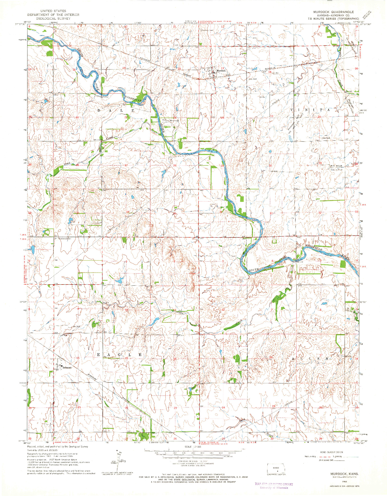 USGS 1:24000-SCALE QUADRANGLE FOR MURDOCK, KS 1965