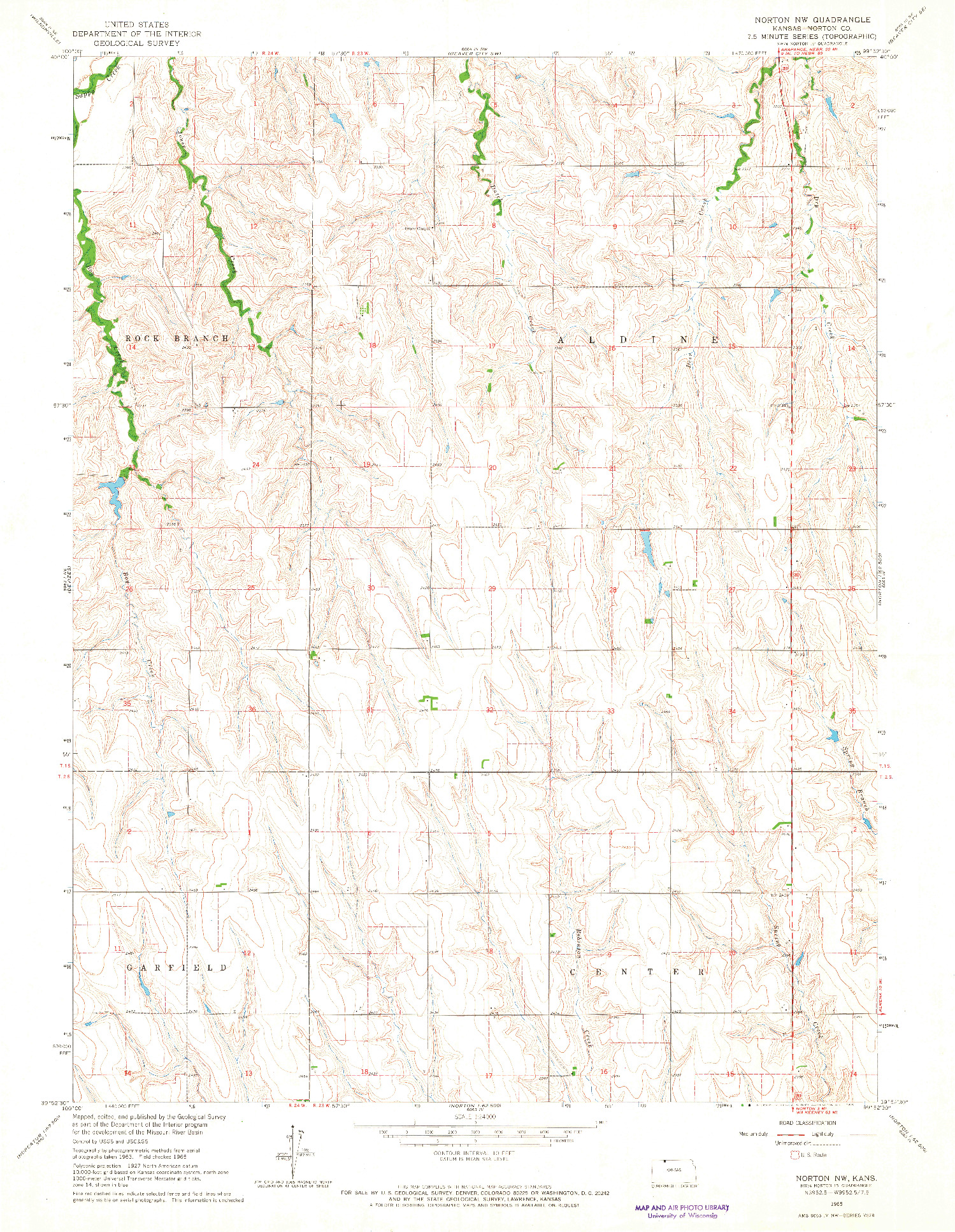 USGS 1:24000-SCALE QUADRANGLE FOR NORTON NW, KS 1965