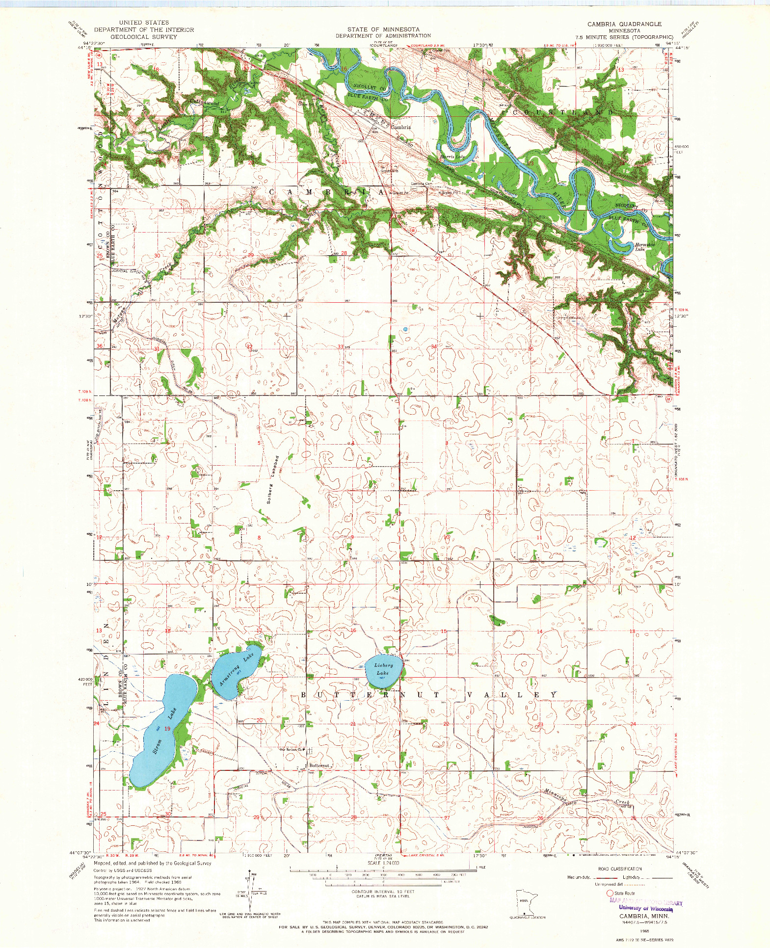 USGS 1:24000-SCALE QUADRANGLE FOR CAMBRIA, MN 1965