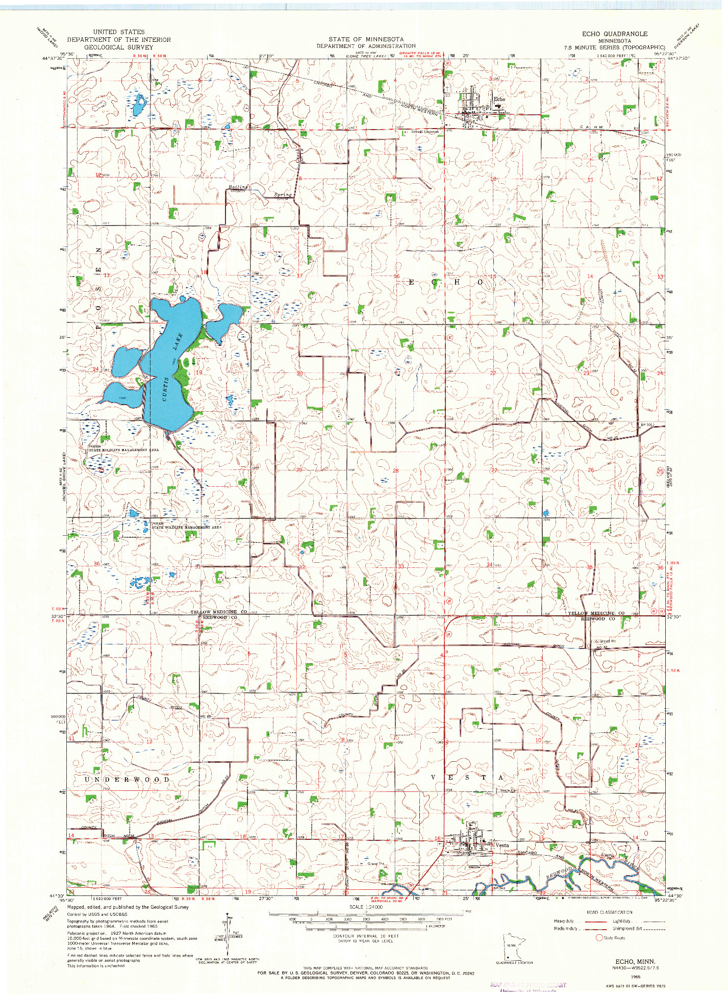 USGS 1:24000-SCALE QUADRANGLE FOR ECHO, MN 1965