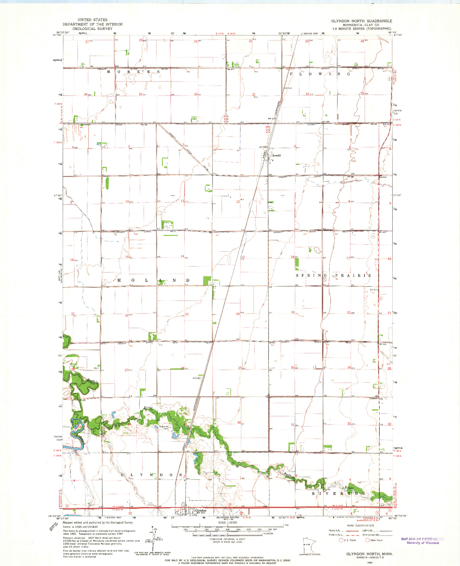 USGS 1:24000-SCALE QUADRANGLE FOR GLYNDON NORTH, MN 1964