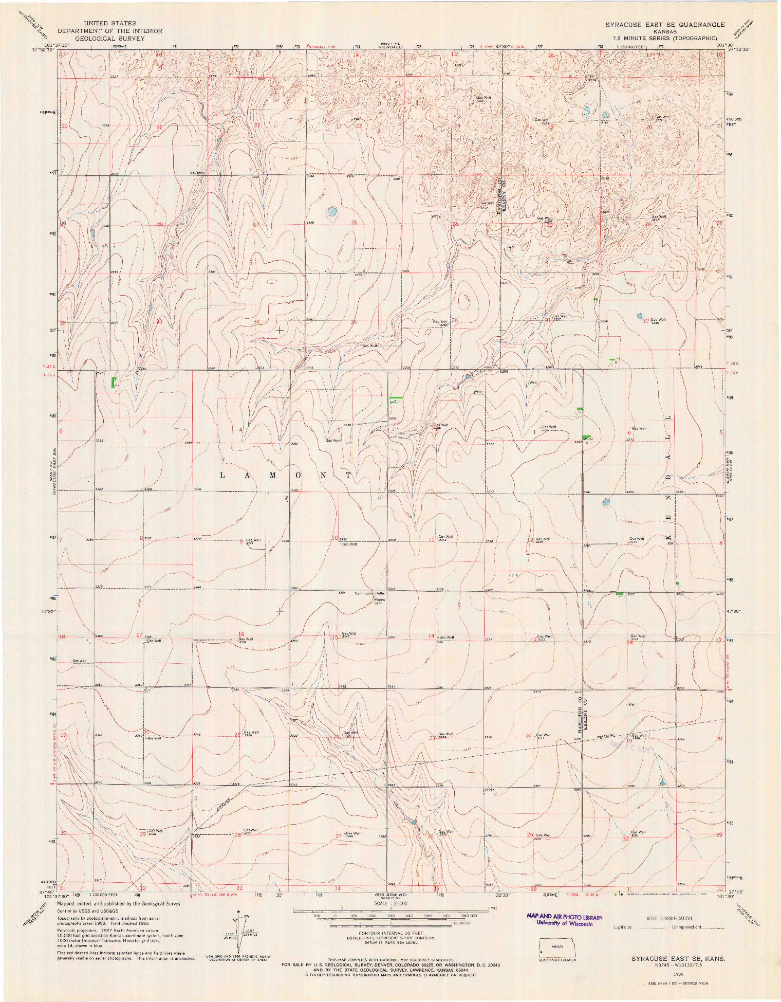 USGS 1:24000-SCALE QUADRANGLE FOR SYRACUSE EAST SE, KS 1966