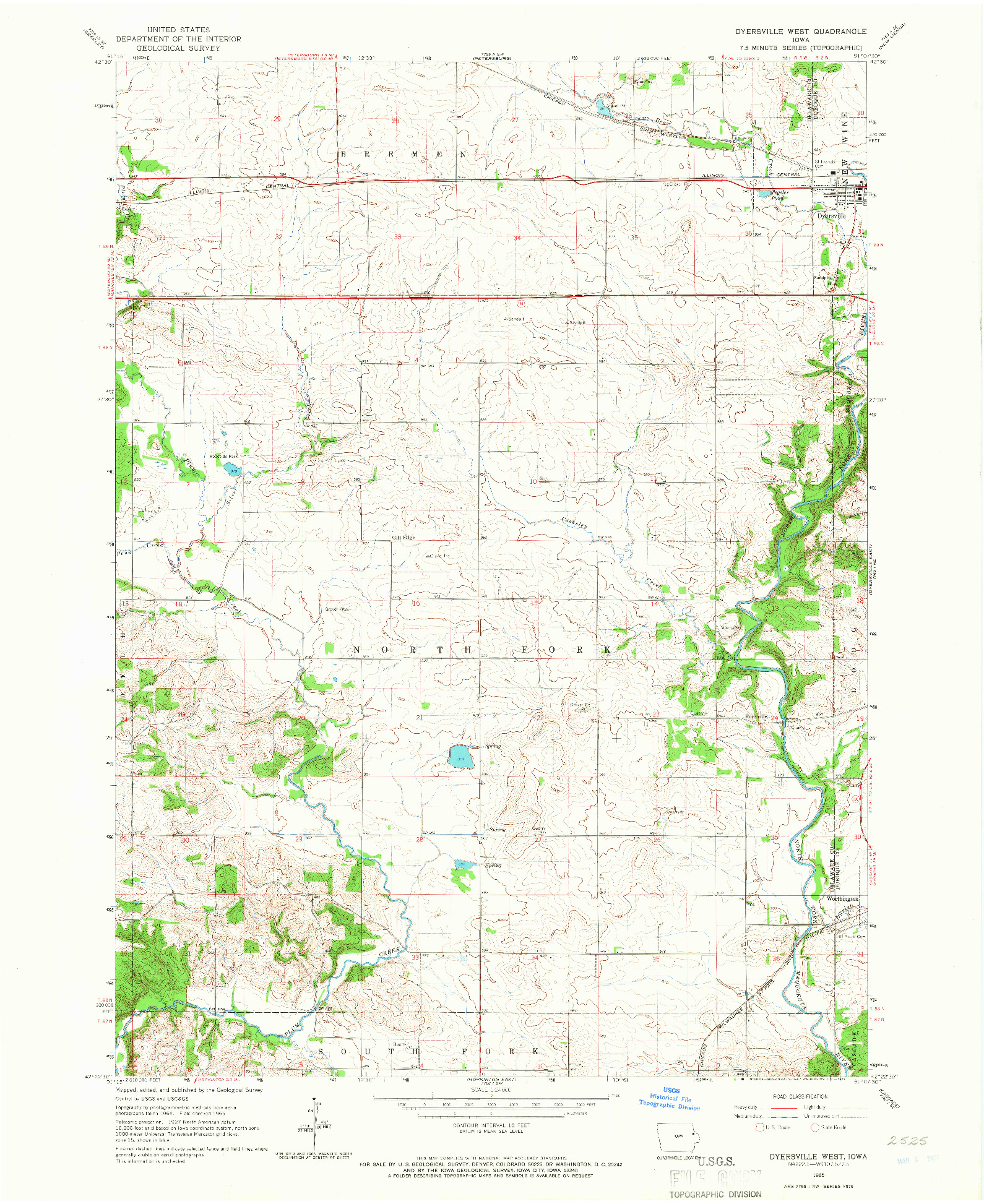 USGS 1:24000-SCALE QUADRANGLE FOR DYERSVILLE WEST, IA 1965