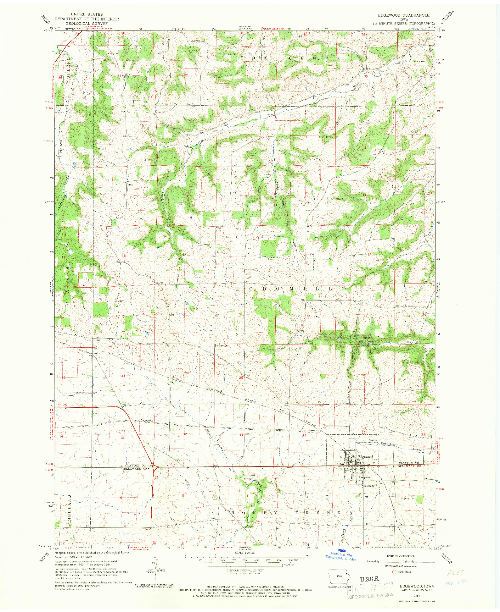 USGS 1:24000-SCALE QUADRANGLE FOR EDGEWOOD, IA 1964