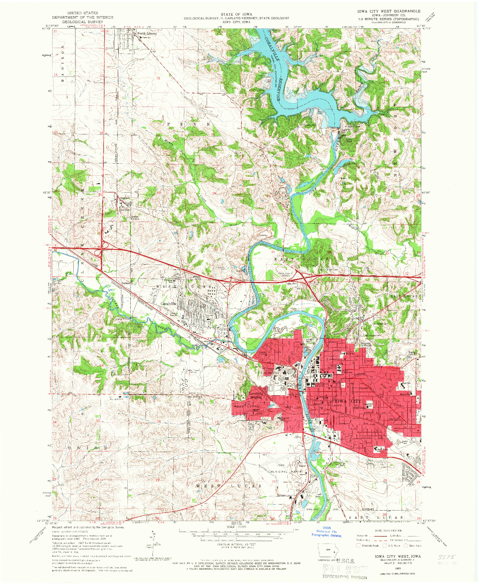 USGS 1:24000-SCALE QUADRANGLE FOR IOWA CITY WEST, IA 1965