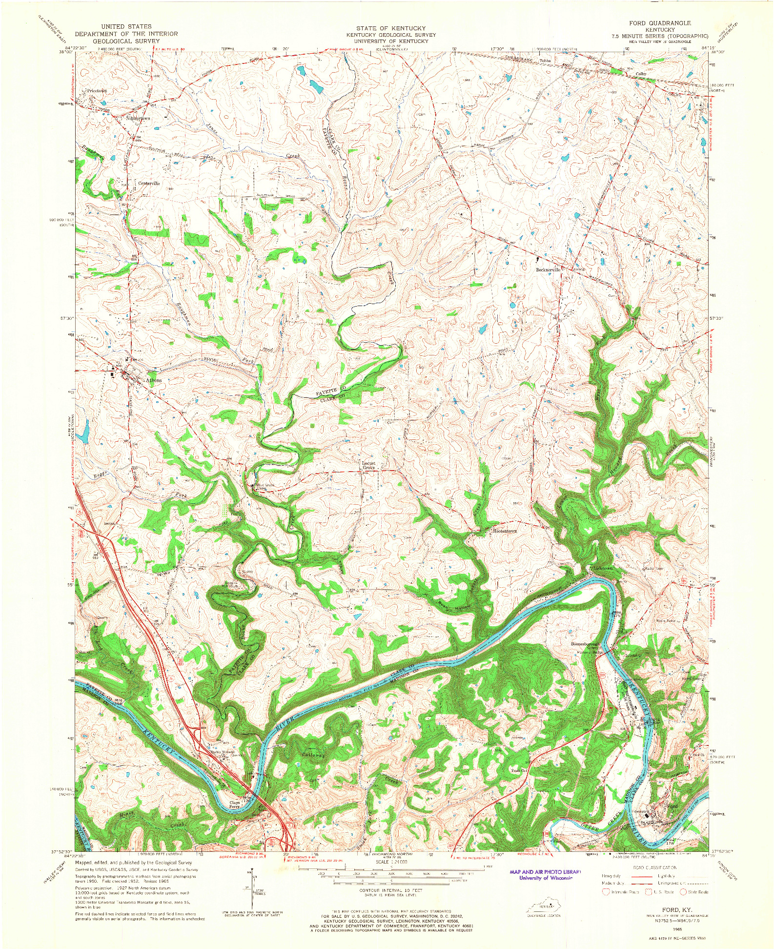 USGS 1:24000-SCALE QUADRANGLE FOR FORD, KY 1965