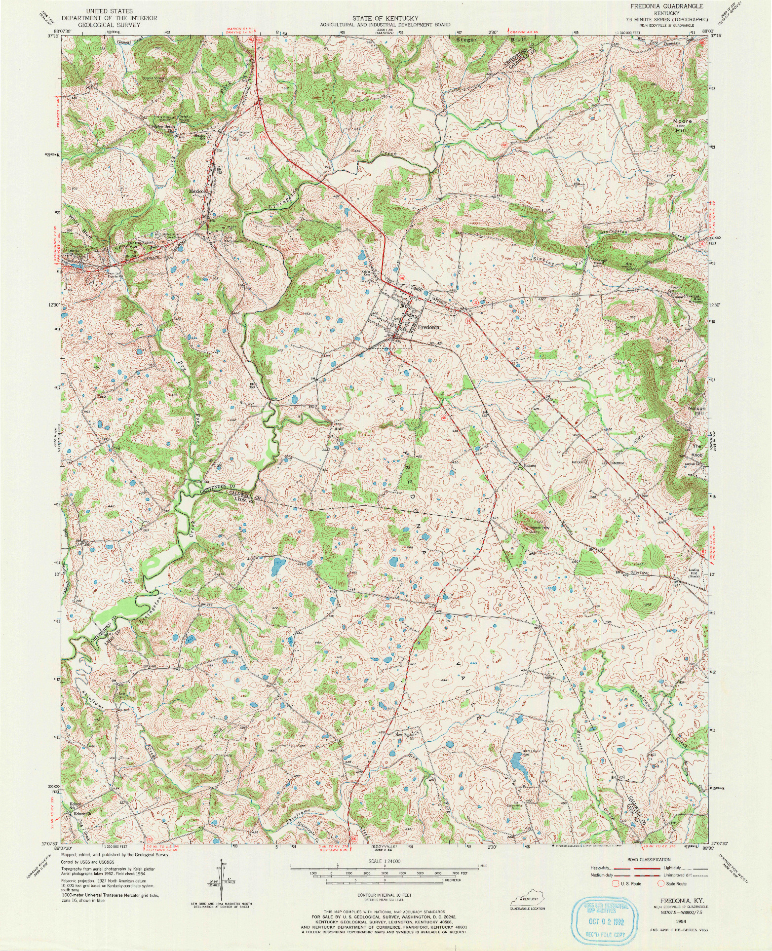 USGS 1:24000-SCALE QUADRANGLE FOR FREDONIA, KY 1954