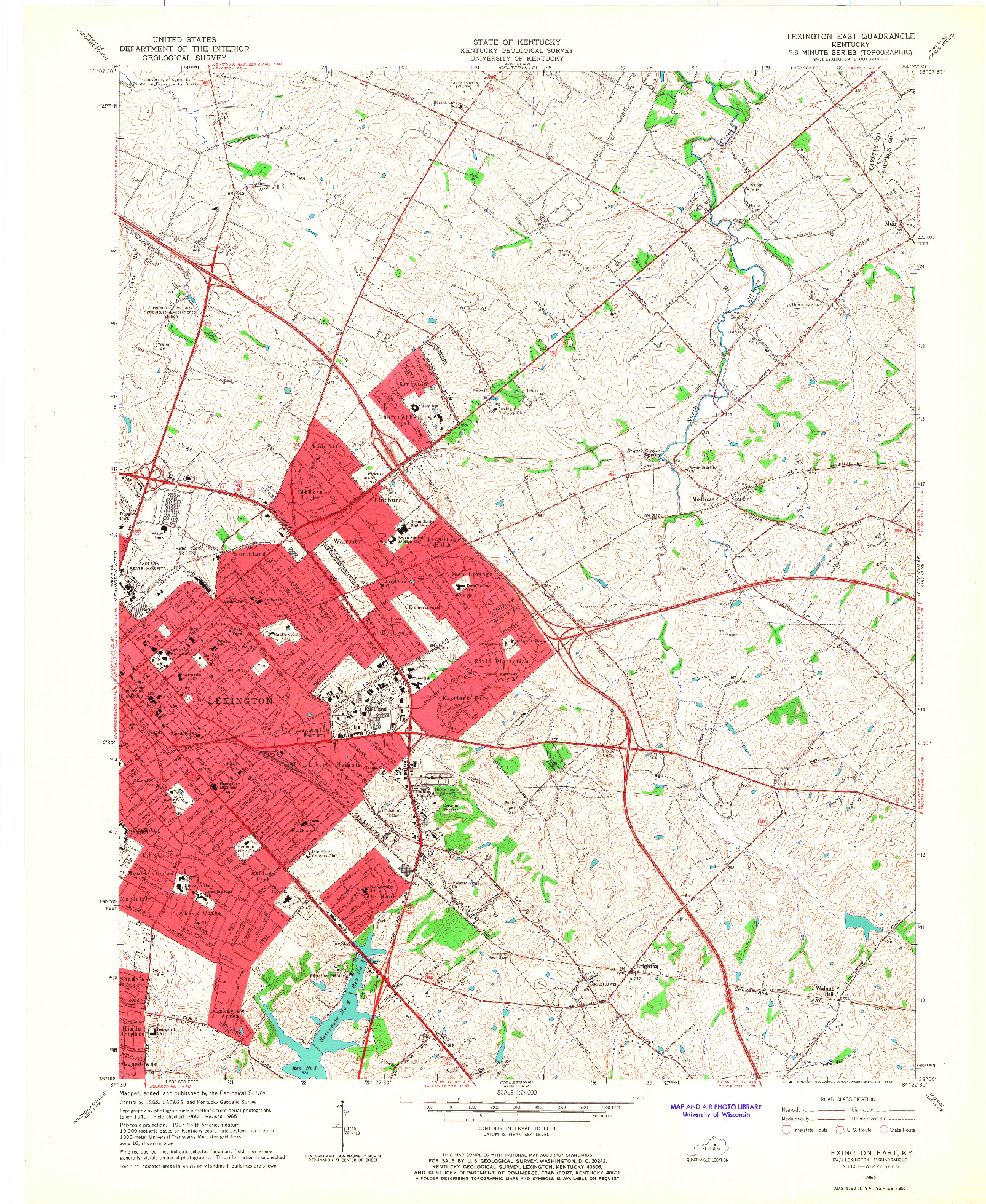 USGS 1:24000-SCALE QUADRANGLE FOR LEXINGTON EAST, KY 1965