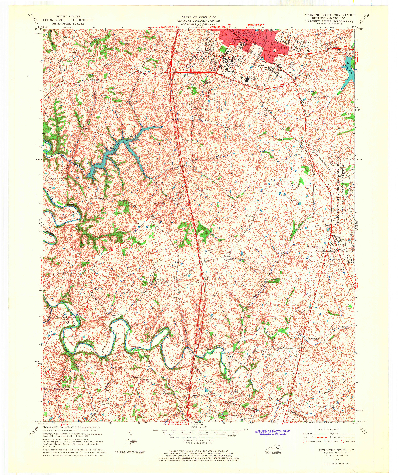 USGS 1:24000-SCALE QUADRANGLE FOR RICHMOND SOUTH, KY 1965
