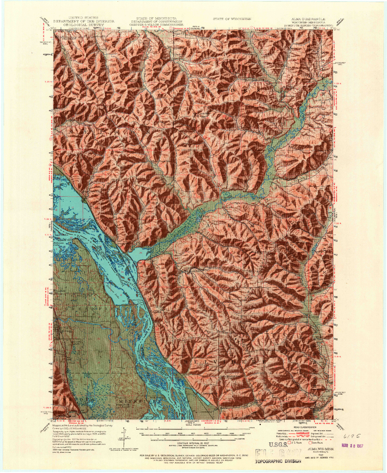 USGS 1:62500-SCALE QUADRANGLE FOR ALMA, WI 1950