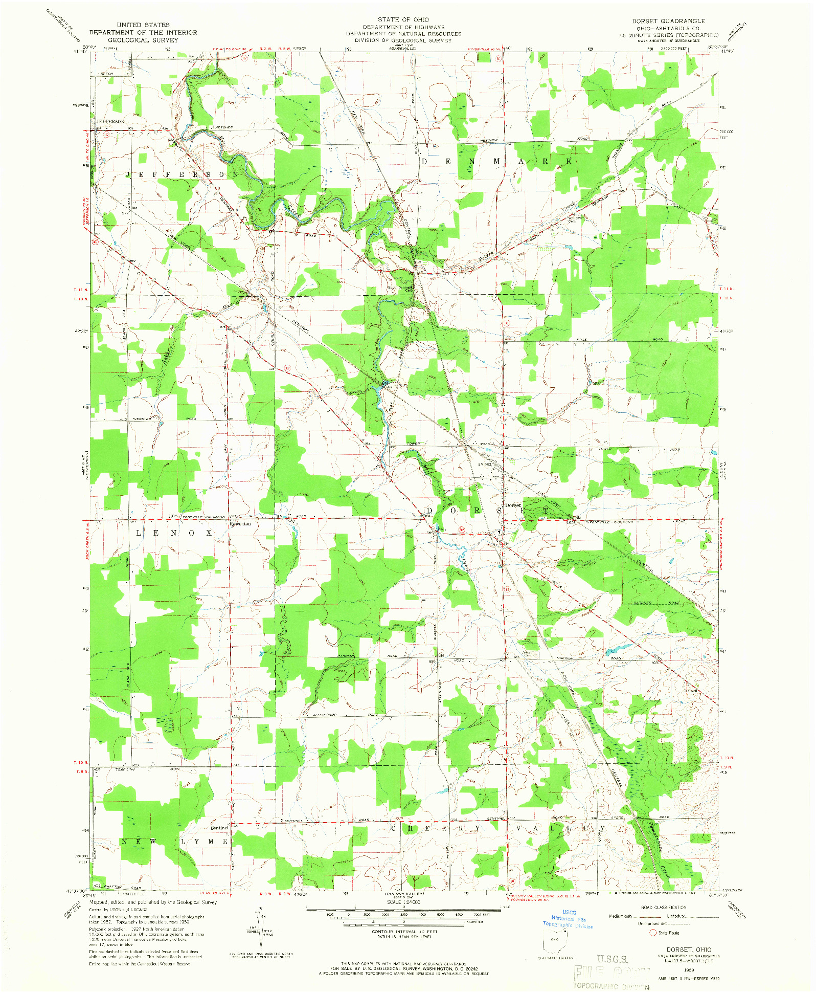 USGS 1:24000-SCALE QUADRANGLE FOR DORSET, OH 1959