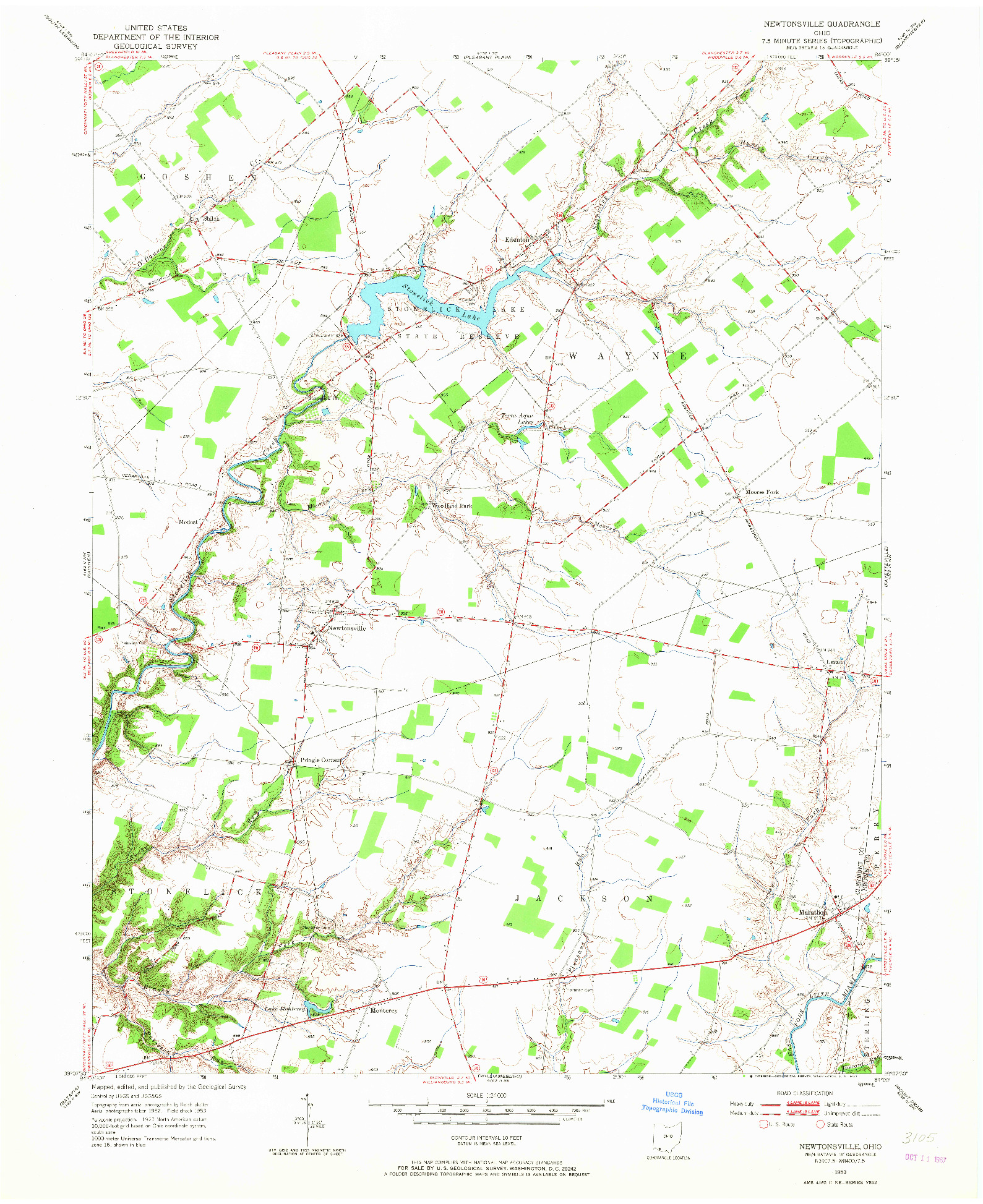 USGS 1:24000-SCALE QUADRANGLE FOR NEWTONSVILLE, OH 1953