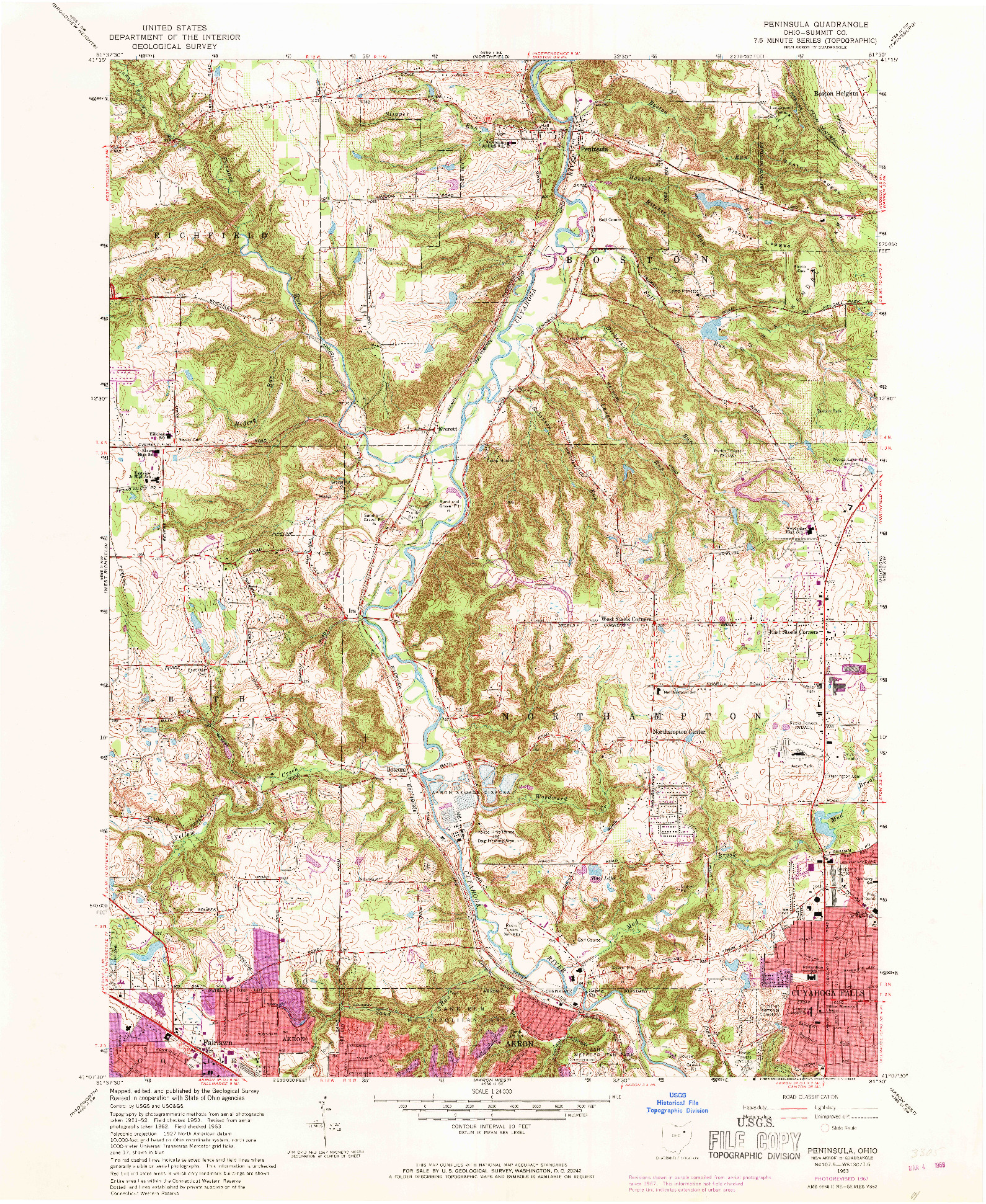 USGS 1:24000-SCALE QUADRANGLE FOR PENINSULA, OH 1963