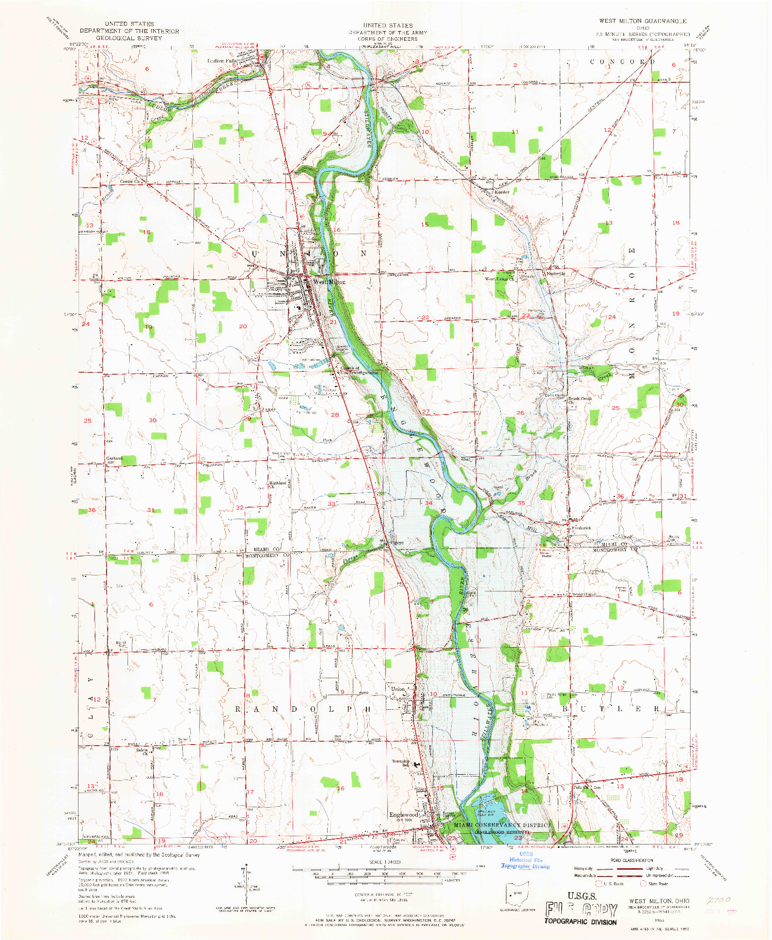 USGS 1:24000-SCALE QUADRANGLE FOR WEST MILTON, OH 1955