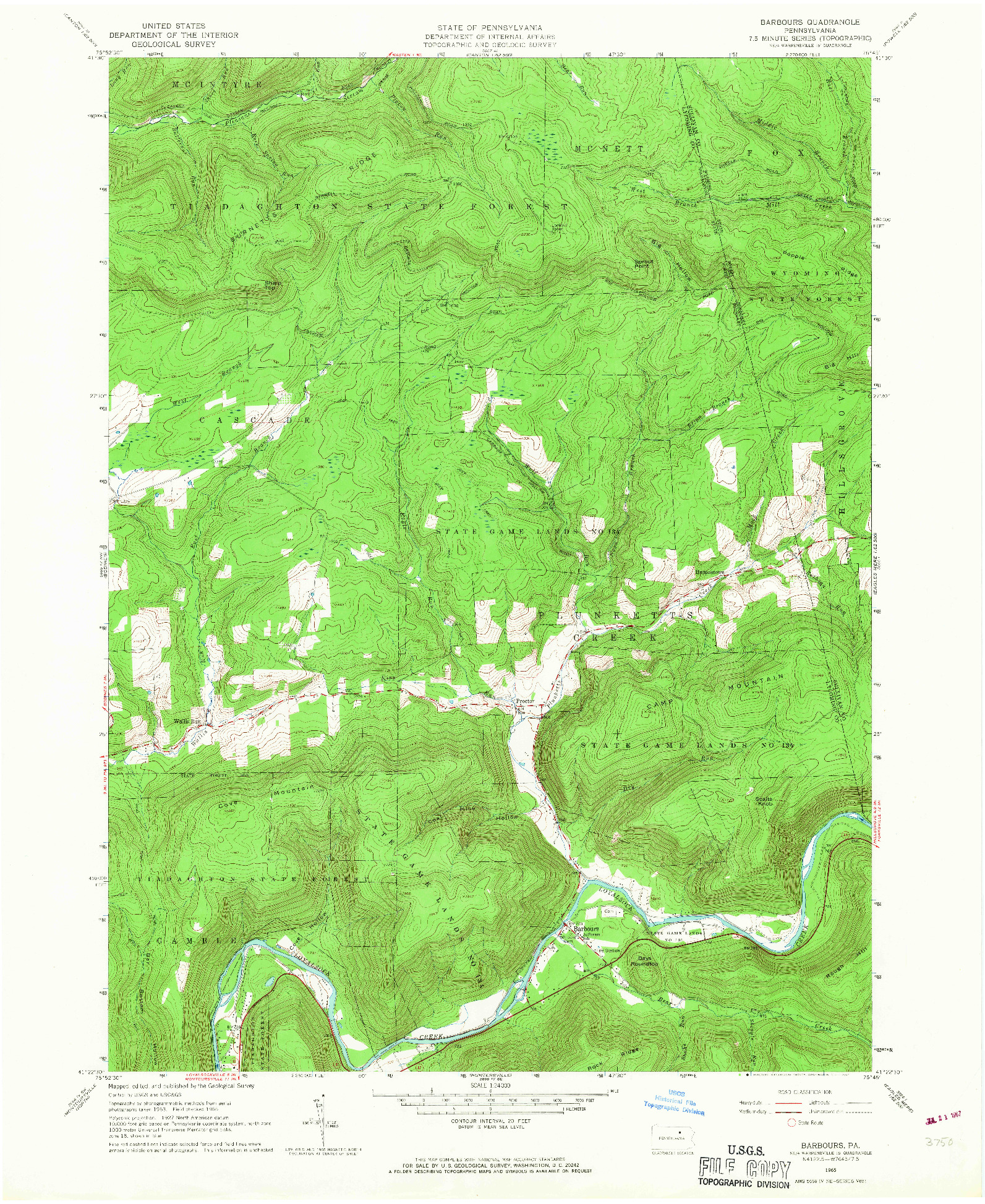 USGS 1:24000-SCALE QUADRANGLE FOR BARBOURS, PA 1965