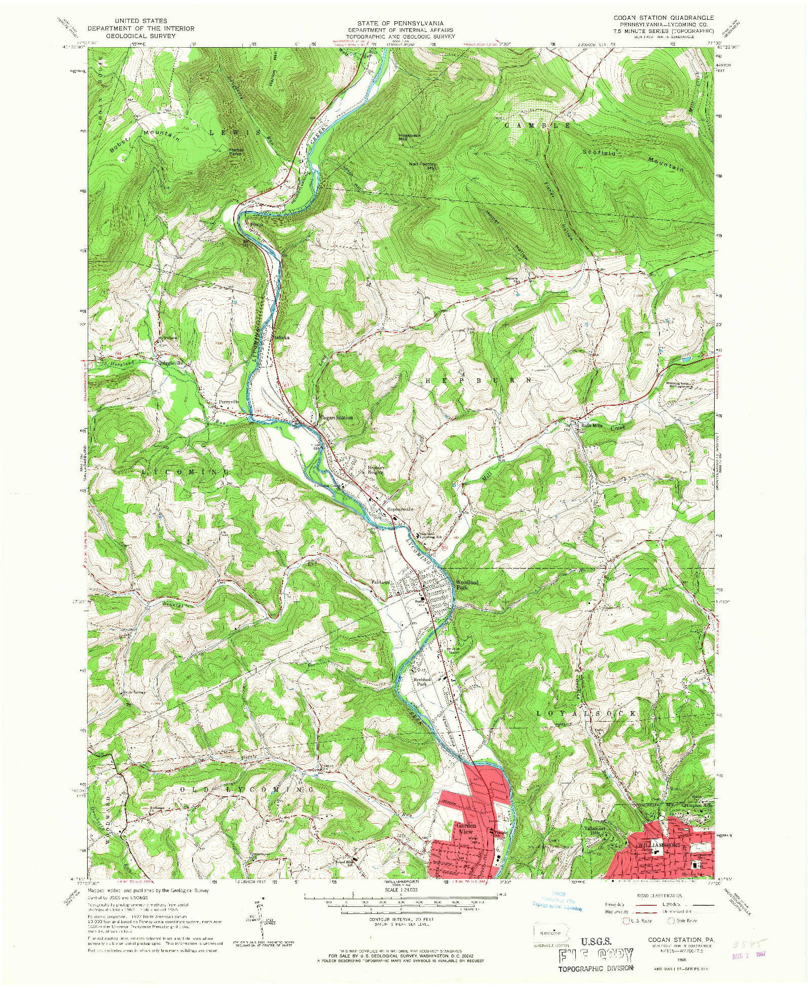 USGS 1:24000-SCALE QUADRANGLE FOR COGAN STATION, PA 1965
