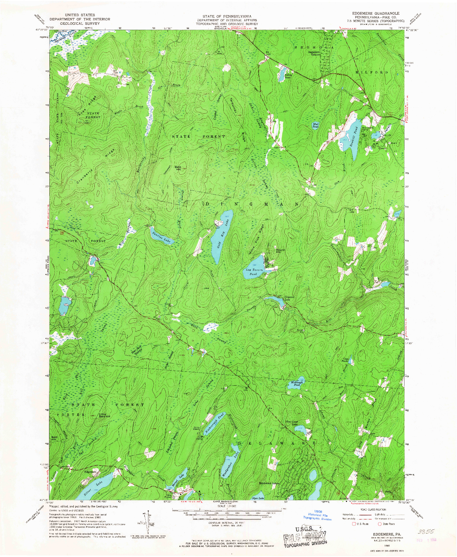 USGS 1:24000-SCALE QUADRANGLE FOR EDGEMERE, PA 1965