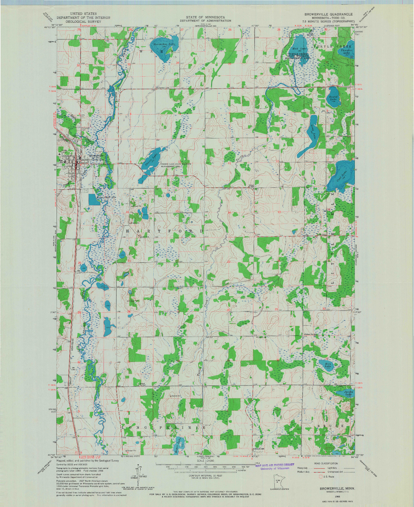 USGS 1:24000-SCALE QUADRANGLE FOR BROWERVILLE, MN 1966