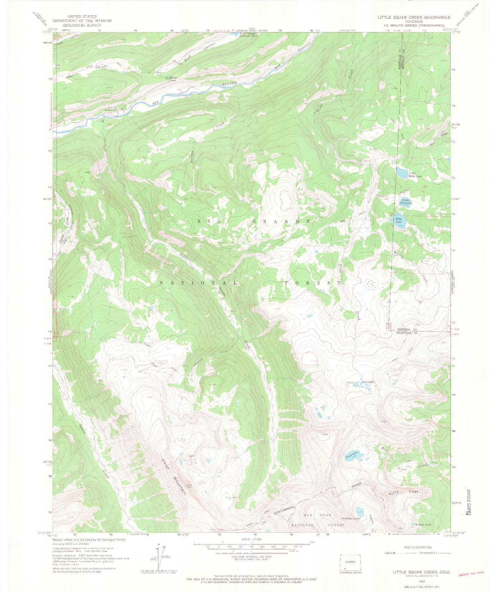 USGS 1:24000-SCALE QUADRANGLE FOR LITTLE SQUAW CREEK, CO 1964