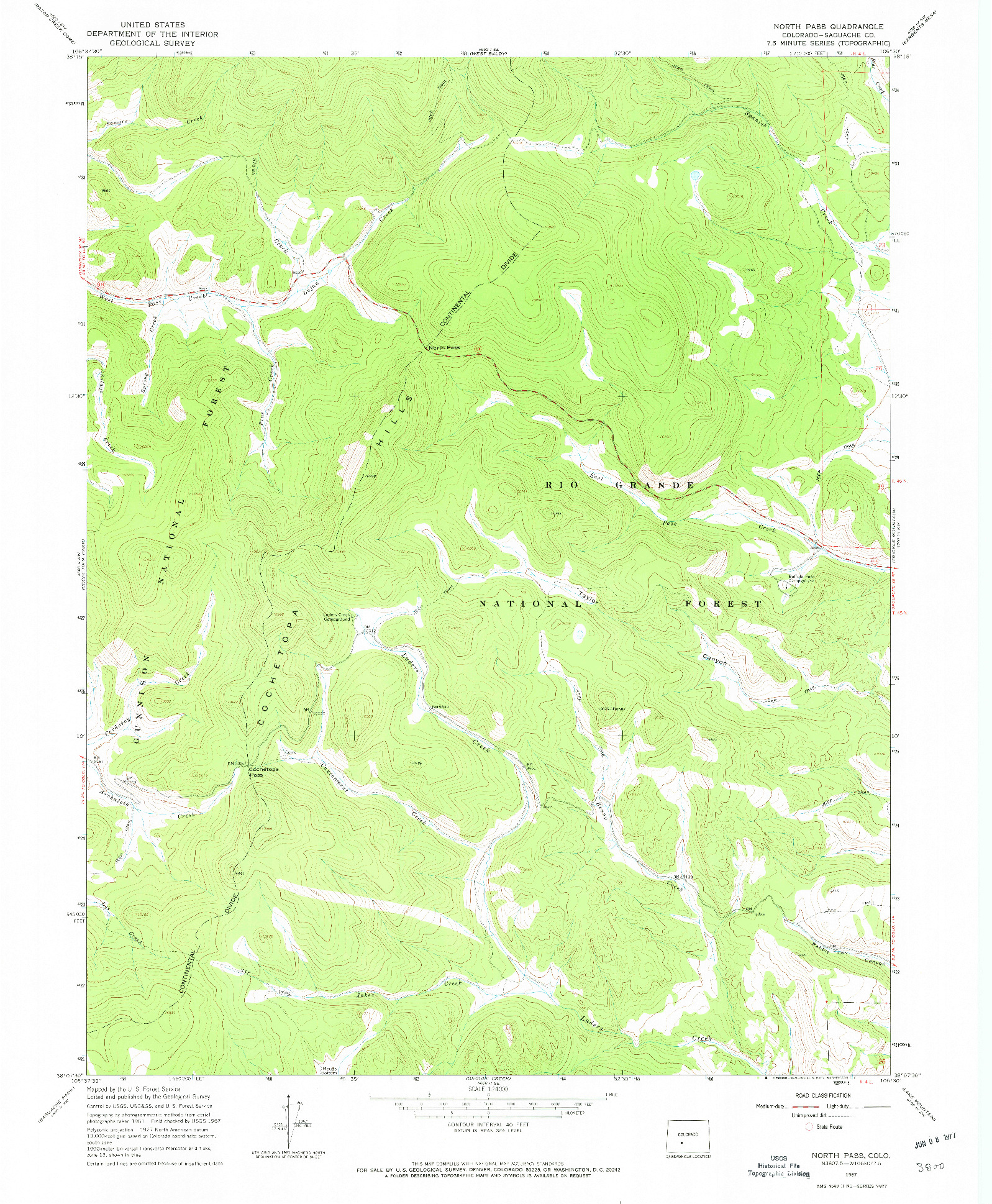 USGS 1:24000-SCALE QUADRANGLE FOR NORTH PASS, CO 1967