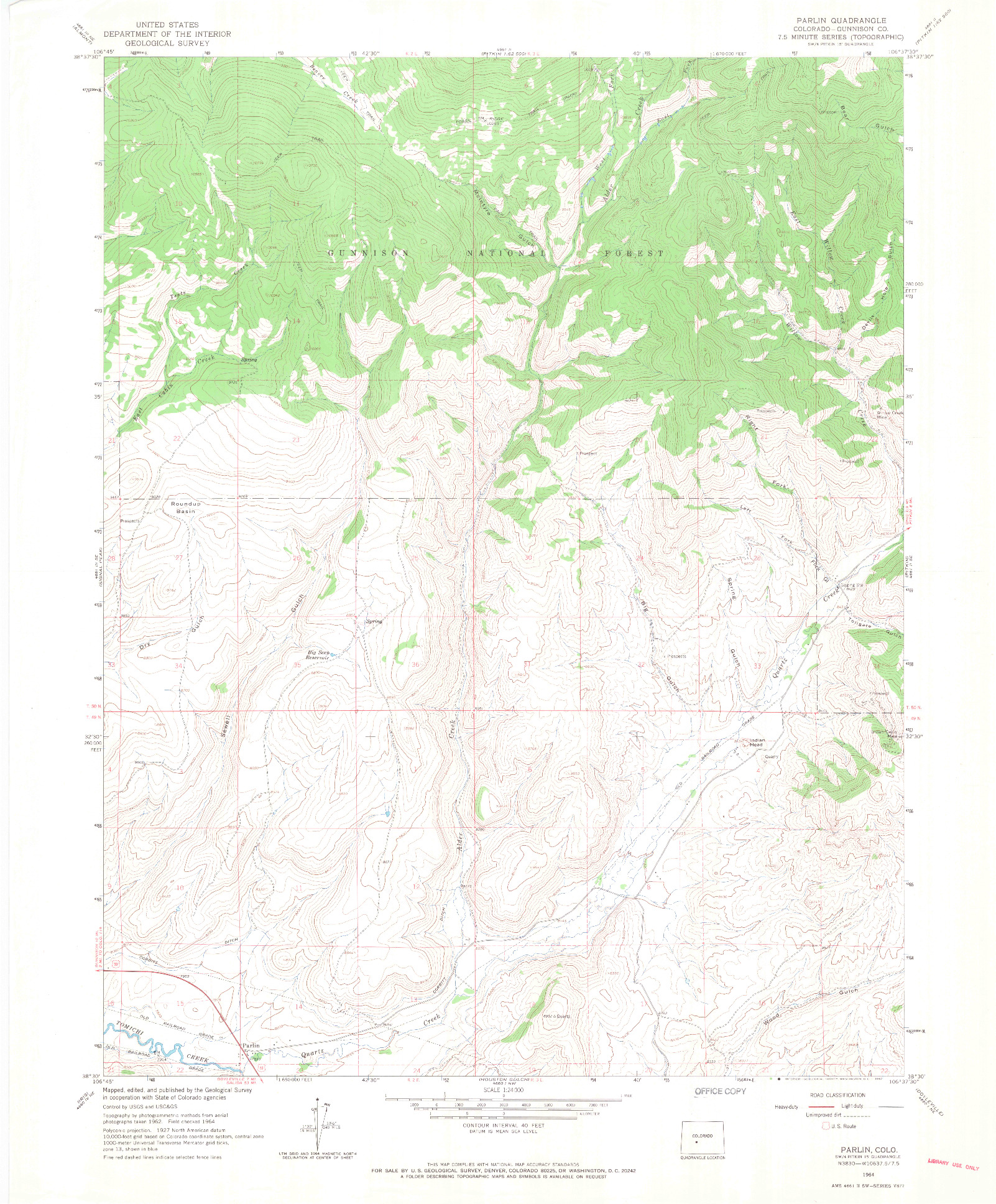 USGS 1:24000-SCALE QUADRANGLE FOR PARLIN, CO 1964