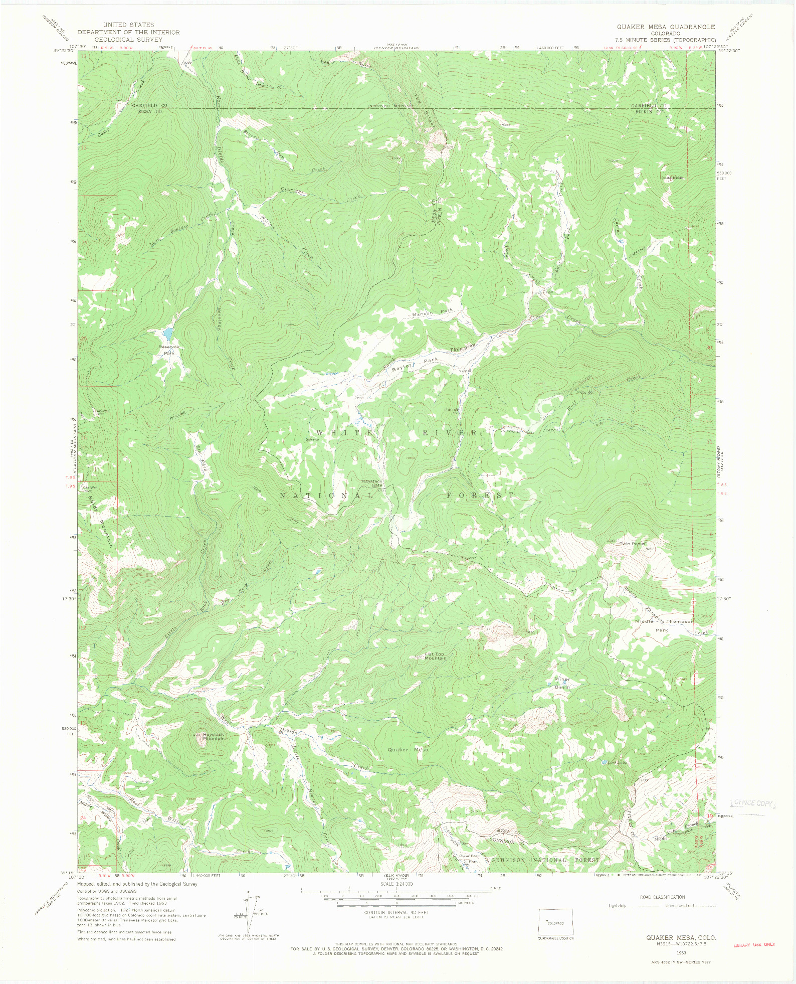 USGS 1:24000-SCALE QUADRANGLE FOR QUAKER MESA, CO 1963