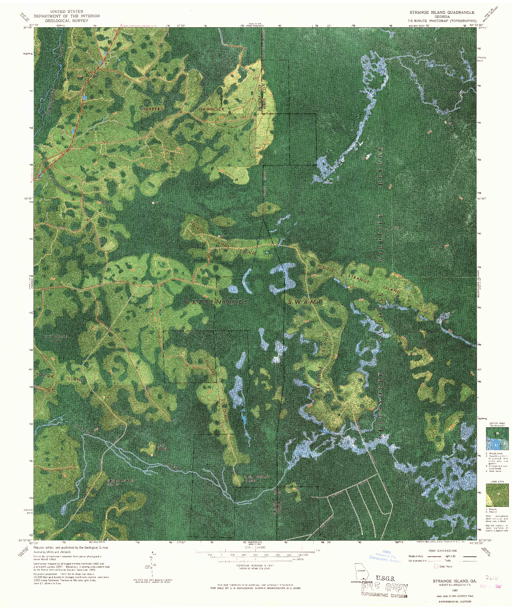 USGS 1:24000-SCALE QUADRANGLE FOR STRANGE ISLAND, GA 1967