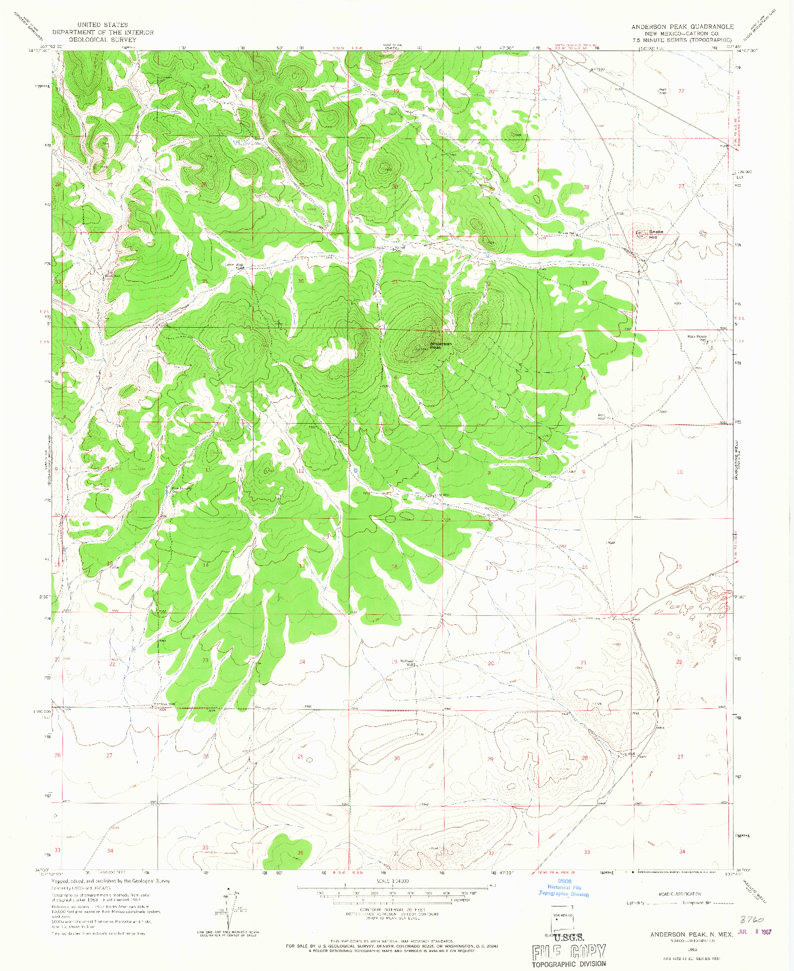 USGS 1:24000-SCALE QUADRANGLE FOR ANDERSON PEAK, NM 1963
