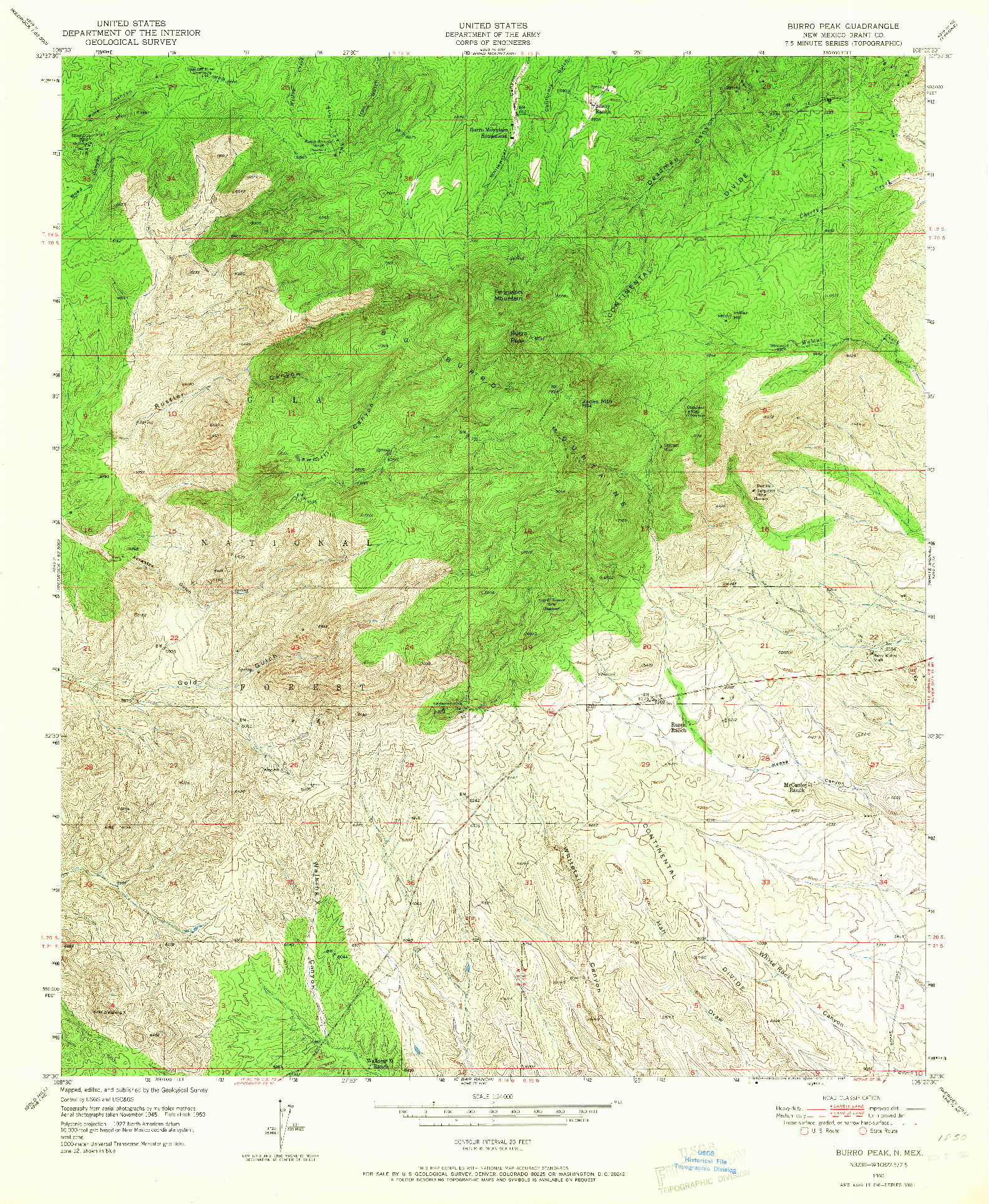 USGS 1:24000-SCALE QUADRANGLE FOR BURRO PEAK, NM 1950