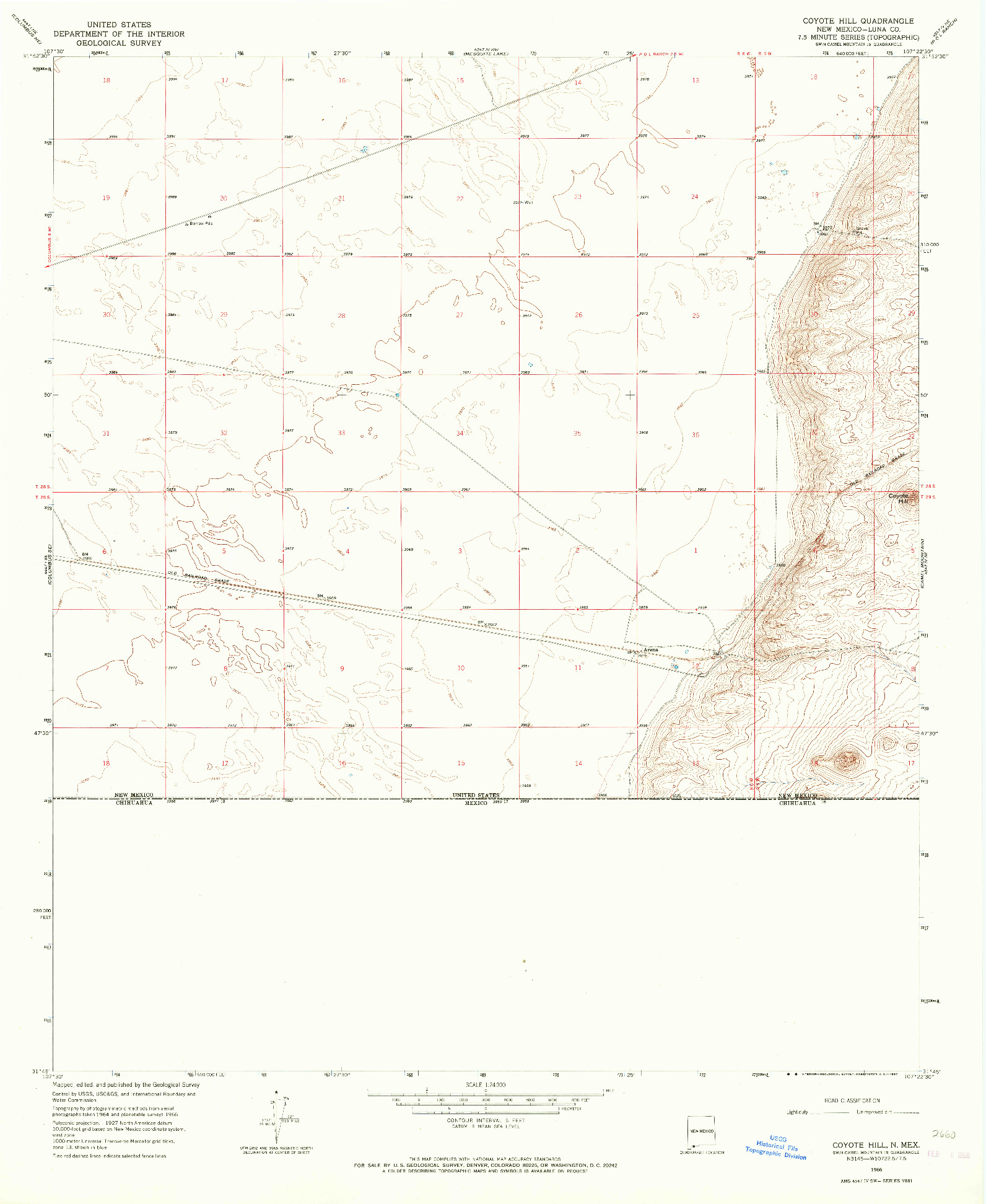 USGS 1:24000-SCALE QUADRANGLE FOR COYOTE HILL, NM 1966